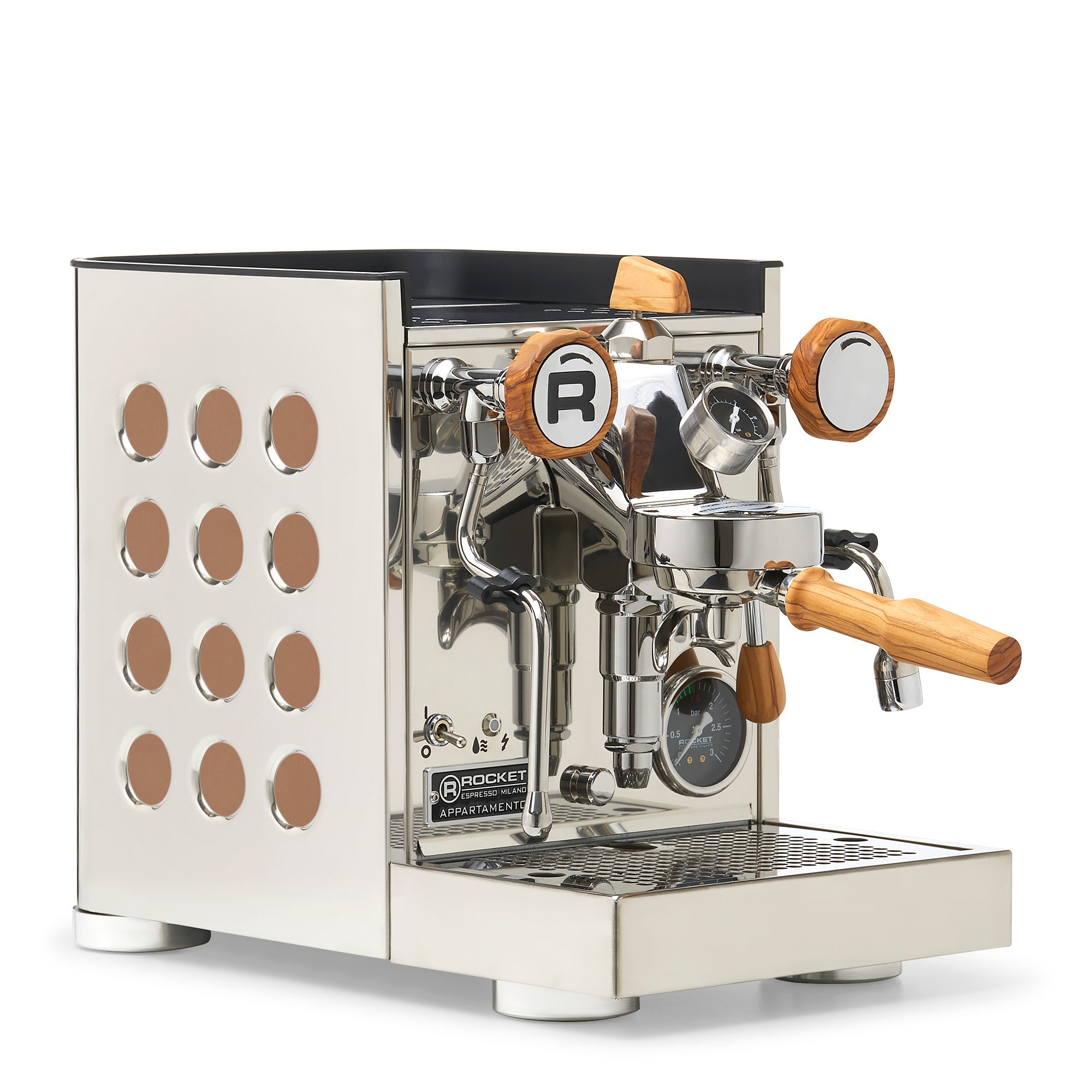 Rocket Espresso Appartamento TCA Espresso Machine - Stainless Steel with White Stripe