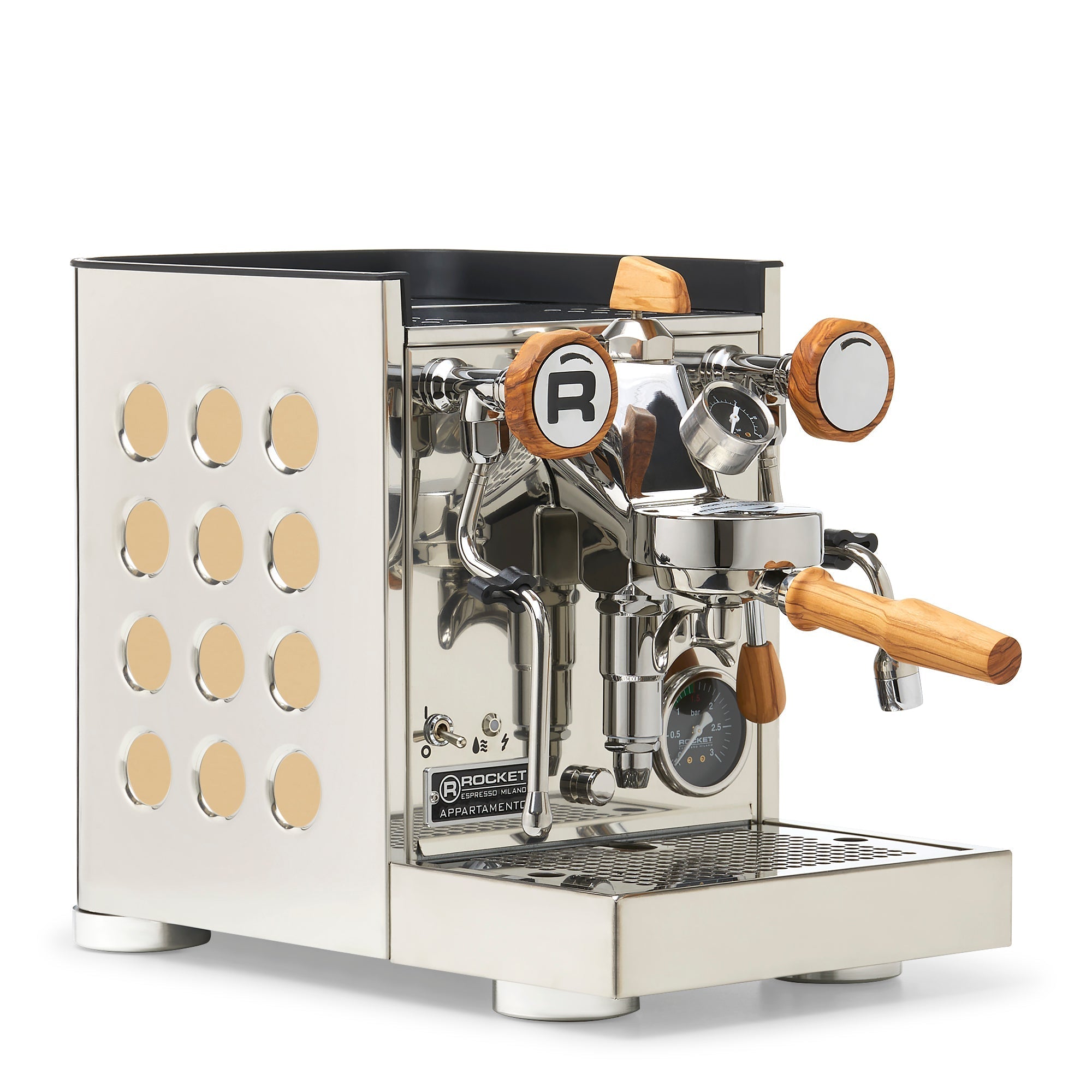 Rocket Espresso Appartamento TCA Espresso Machine - Stainless Steel with White Stripe