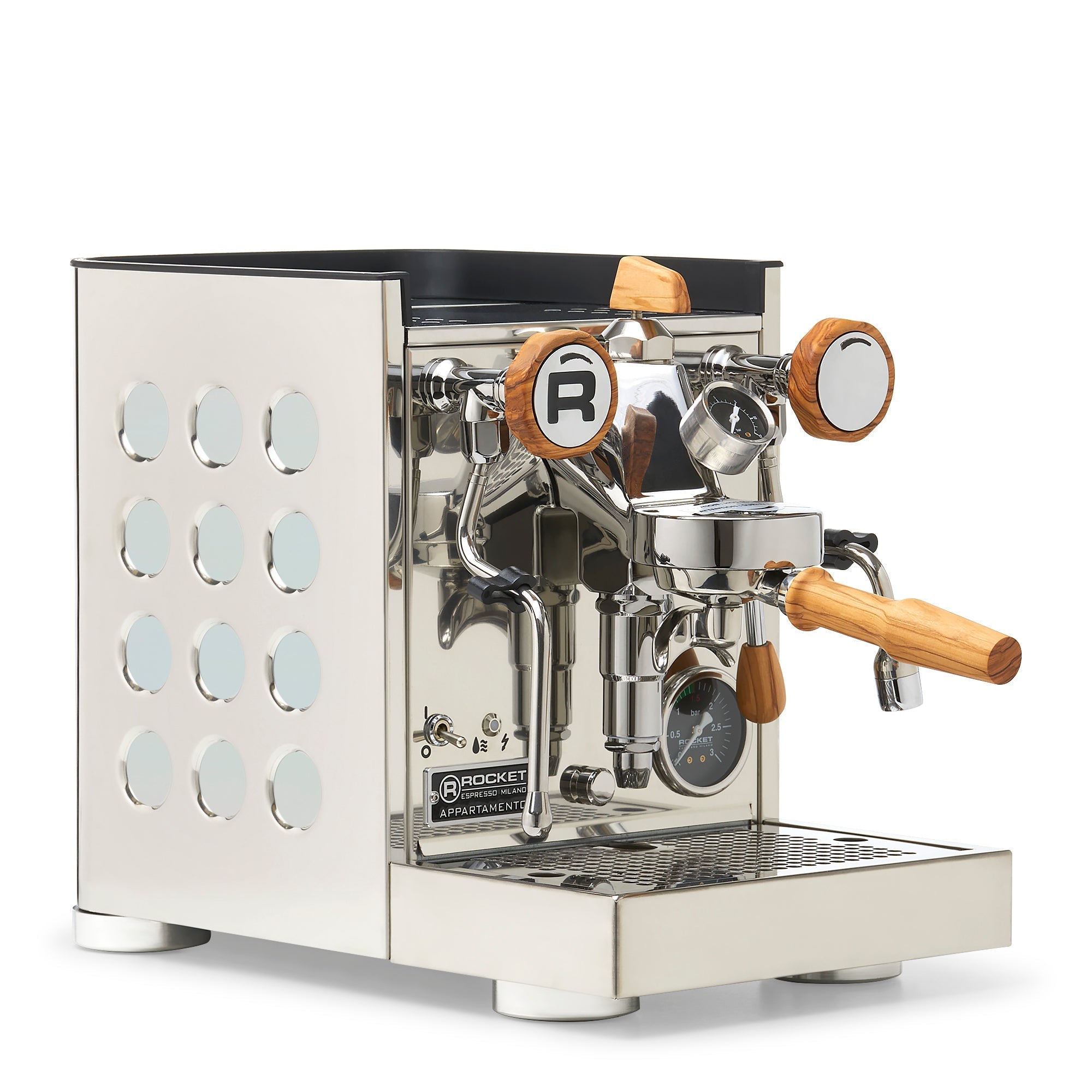 Rocket Espresso Appartamento TCA Espresso Machine - Stainless Steel with White Stripe