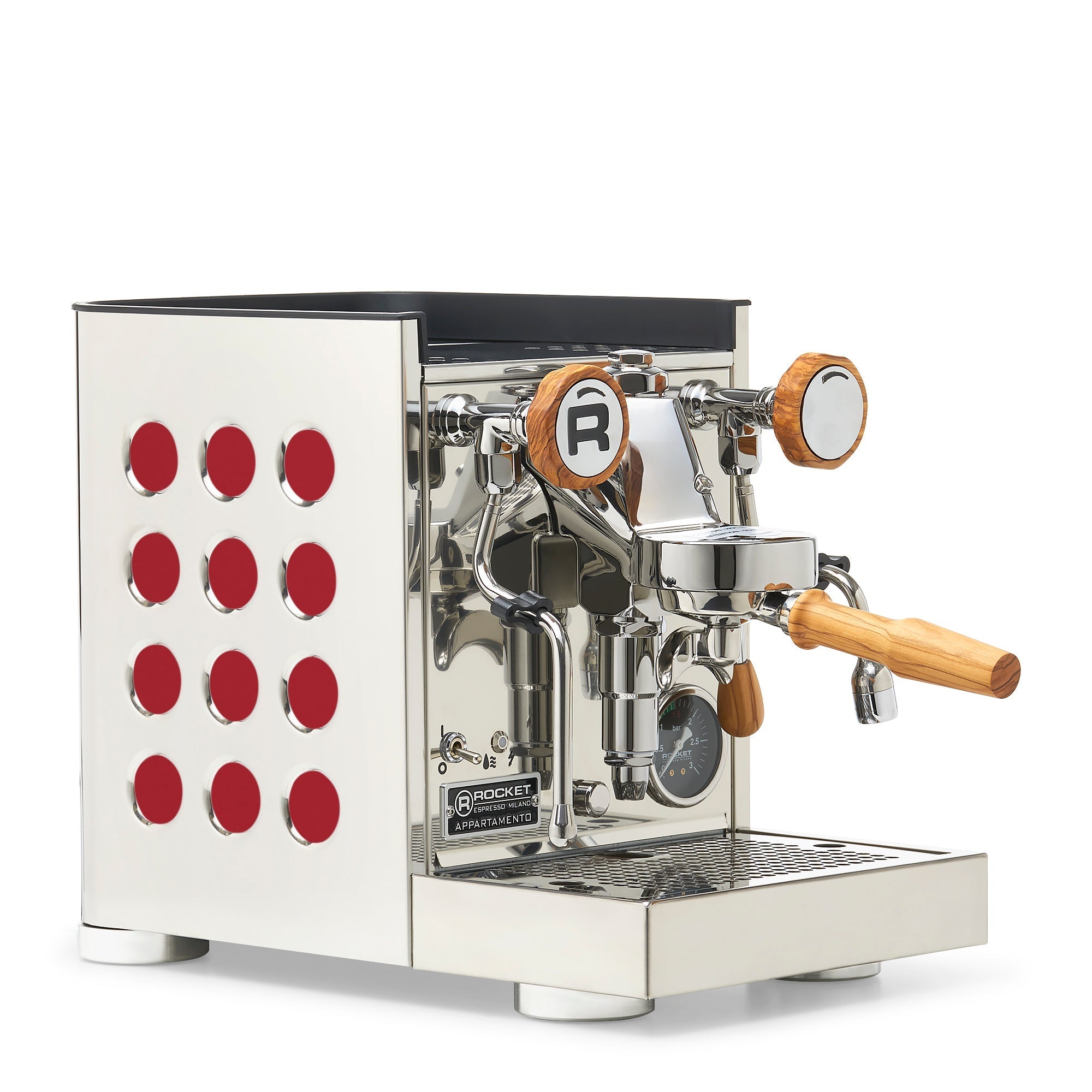 Rocket Espresso Appartamento TCA Espresso Machine - Stainless Steel with White Stripe