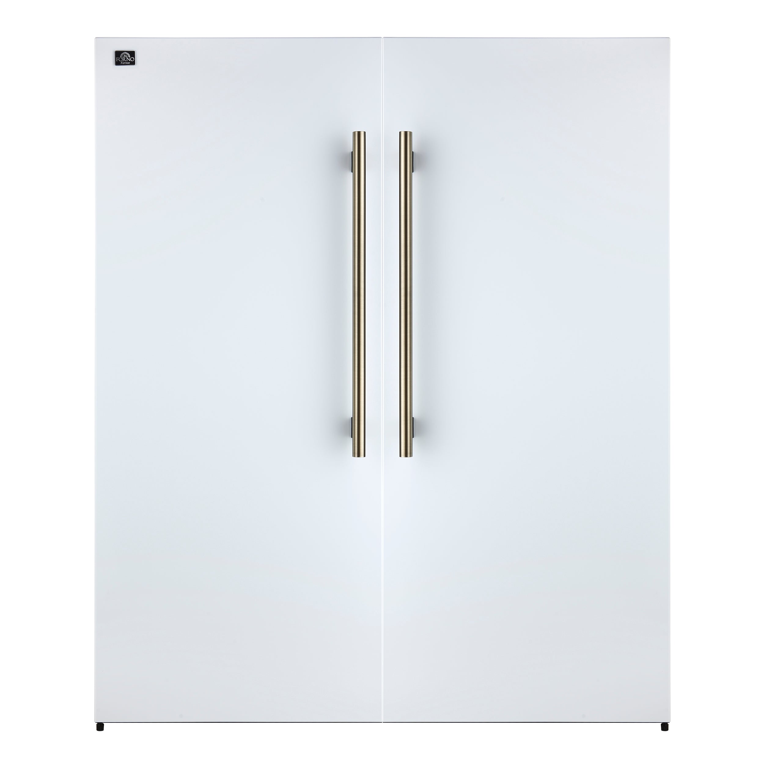 Forno Maderno 60-Inch Built-In Convertible Refrigerator/Freezer, 27.2 Cu. Ft., White, Antique Brass Handles, Grill Trim Kit (FFFFD1722-60SG-WHT)