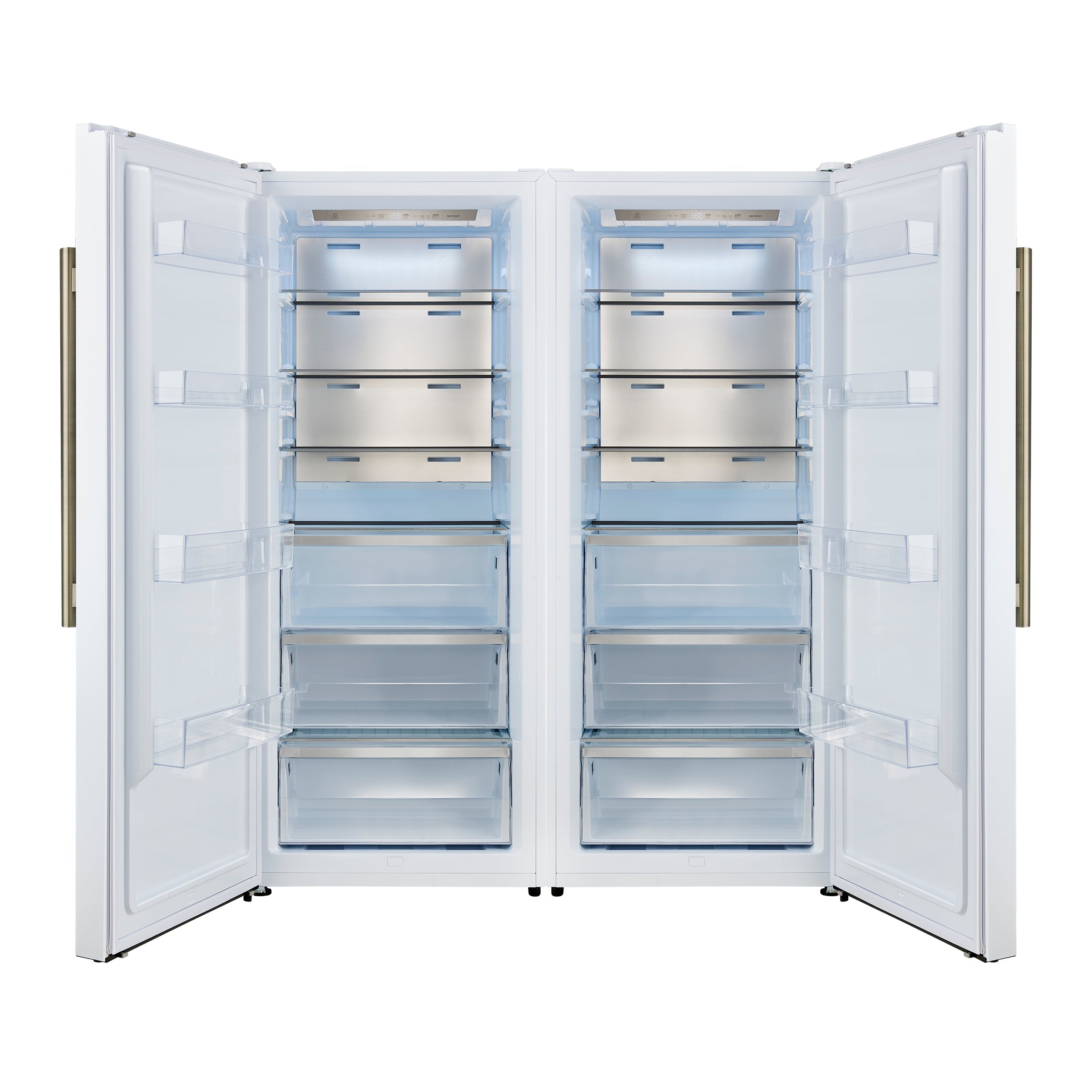 Forno Maderno 60-Inch Built-In Convertible Refrigerator/Freezer, 27.2 Cu. Ft., White, Antique Brass Handles, Grill Trim Kit (FFFFD1722-60SG-WHT)