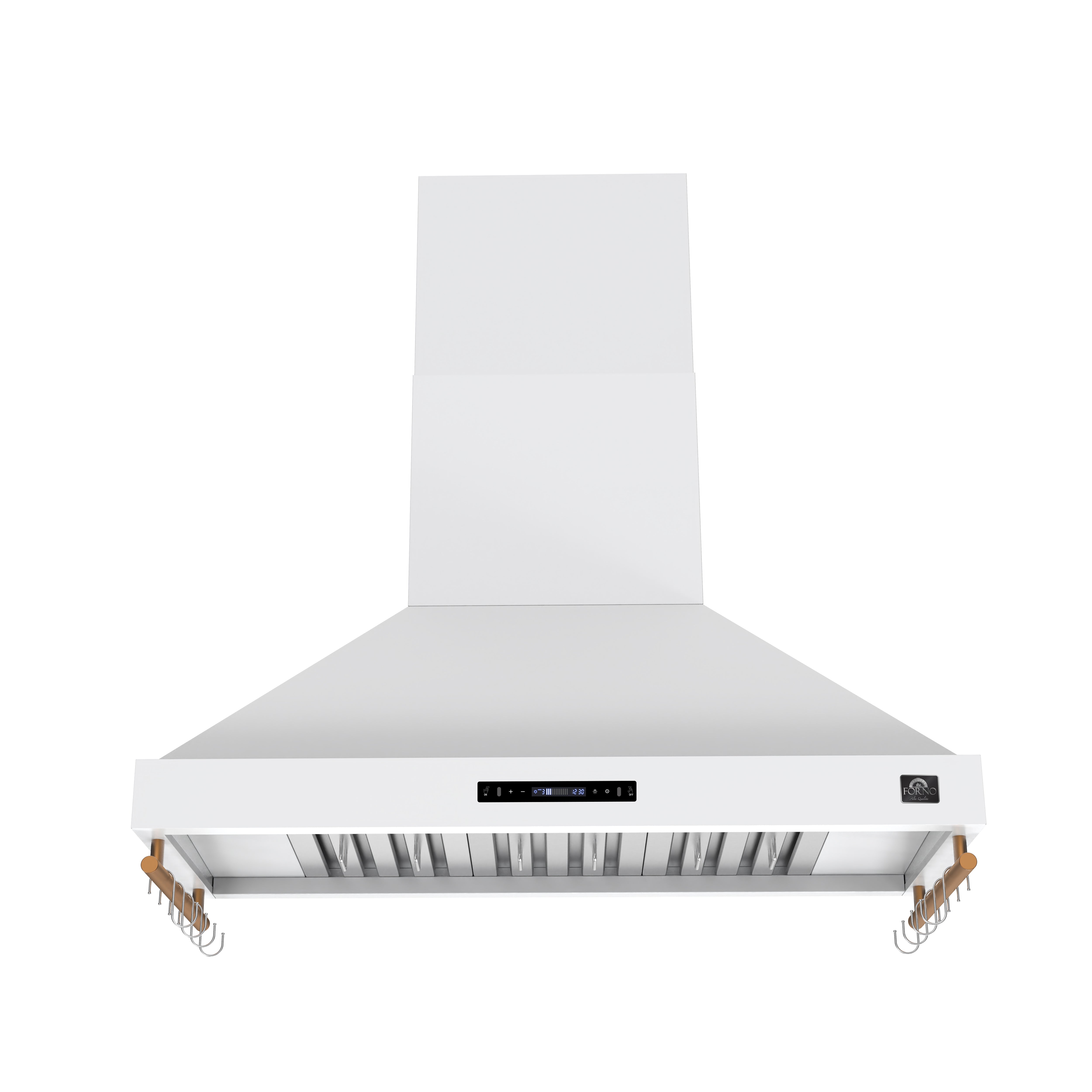 FORNO Venezia 48-Inch Wall-Mount Ducted Range Hood, 900 CFM, Touch Controls, LED Lighting, White with Antique Brass Accents (Model FRHWM5503-48WHT)