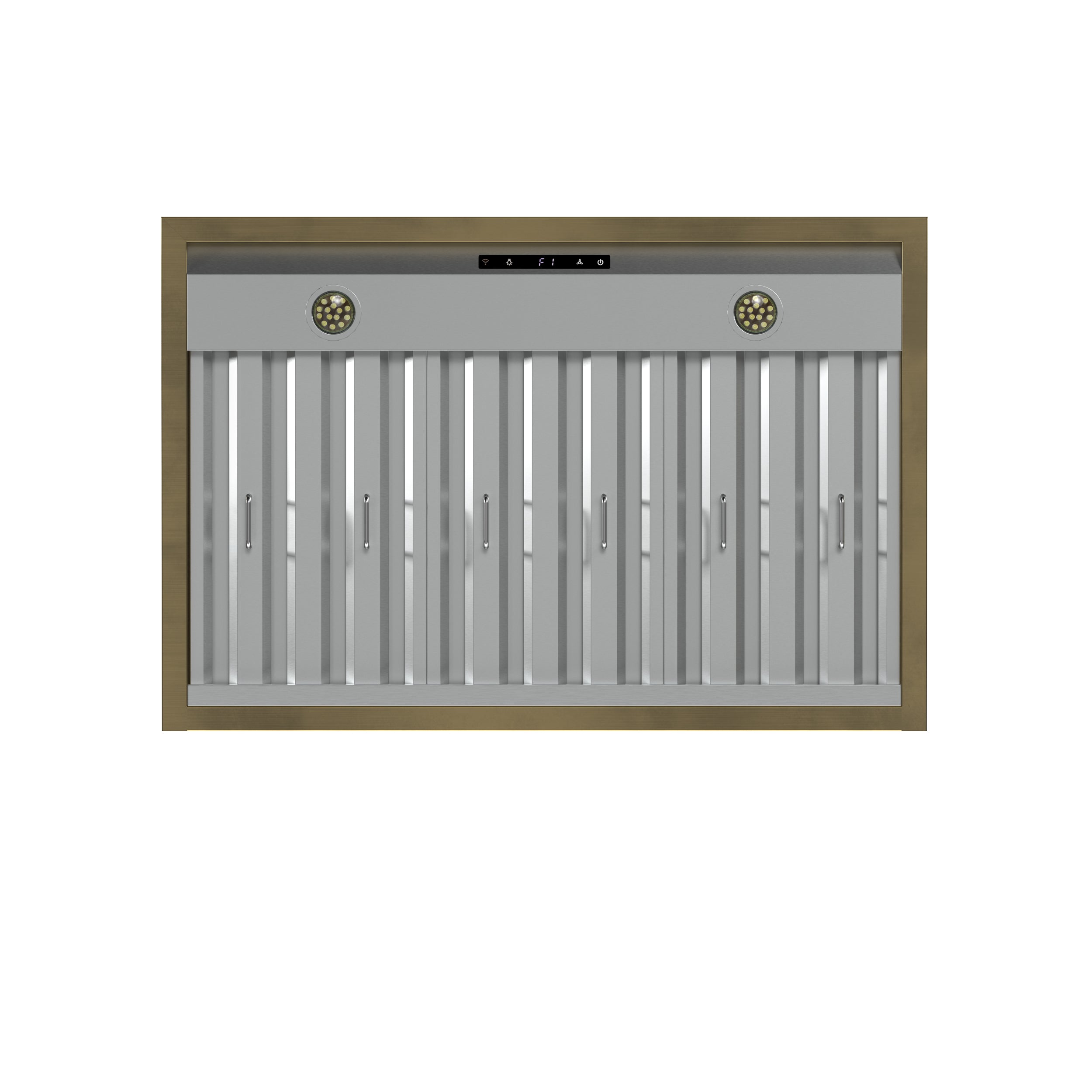 FORNO Vittorio 36-Inch Wall Mount Range Hood, 600 CFM, Black with Antique Brass Trim, Remote Control (FRHWM5078-36BLK)