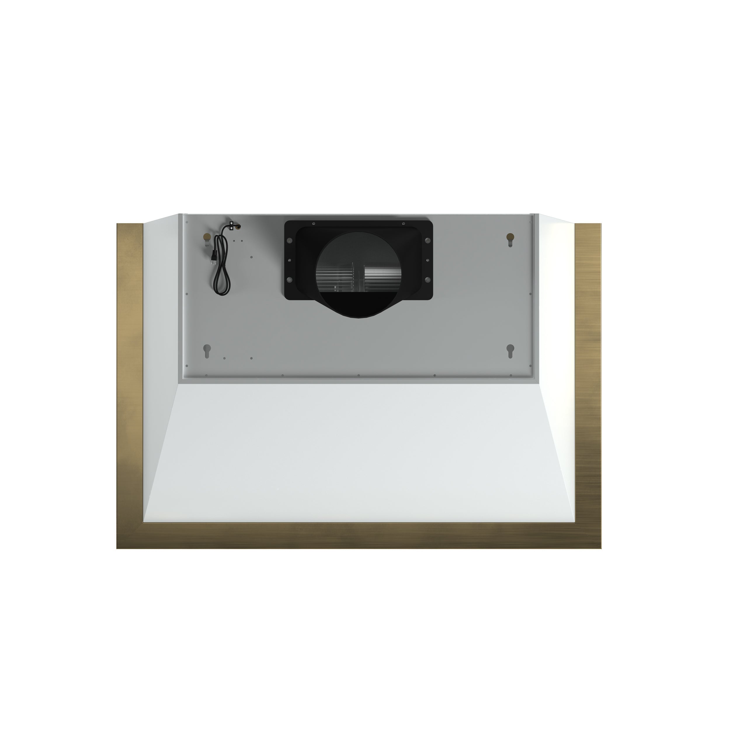 Forno Vittorio 36-Inch Wall-Mount Range Hood, 600 CFM, White with Antique Brass Trim, Remote Control (Model FRHWM5078-36WHT)