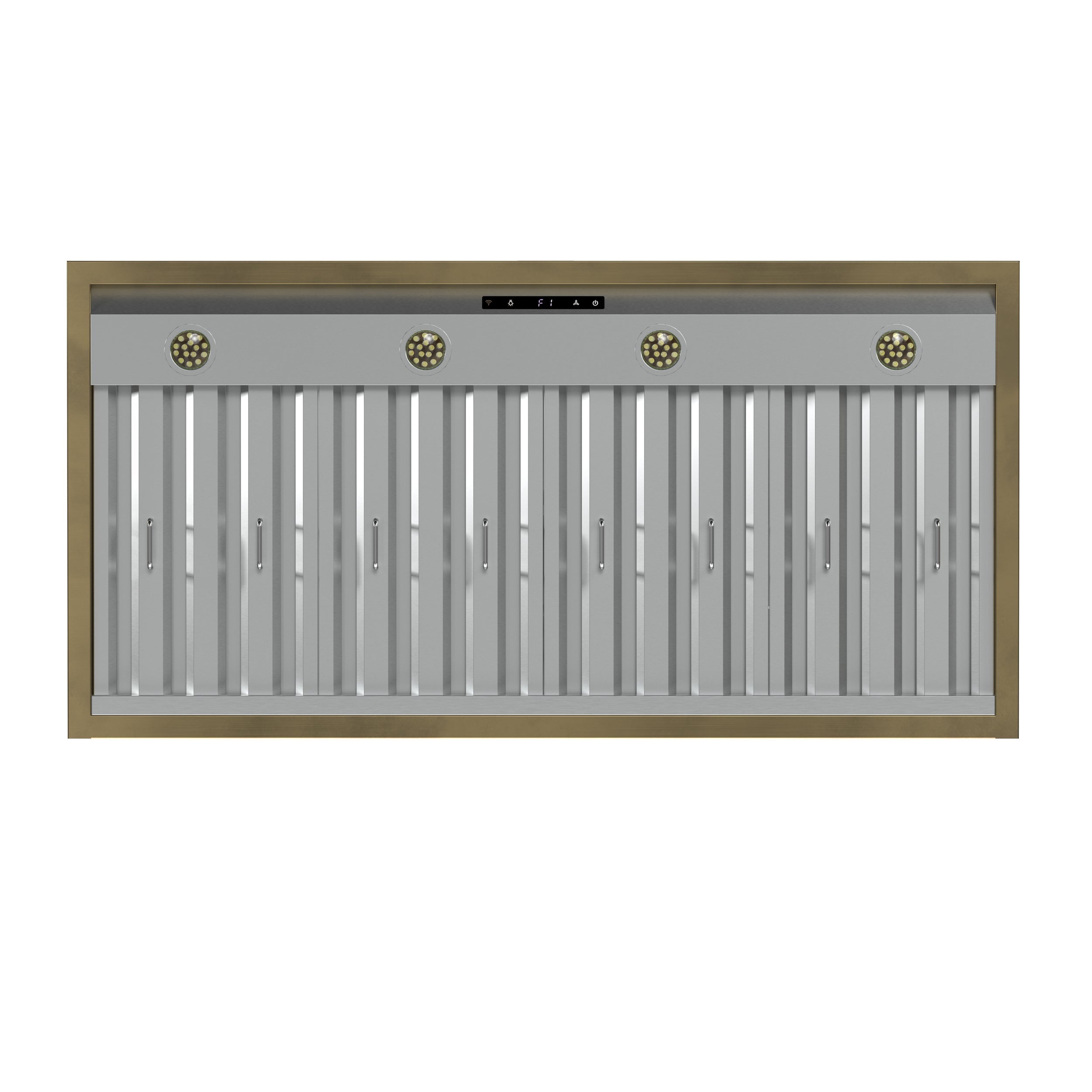 FORNO Vittorio 48-Inch Wall-Mount Range Hood, 600 CFM, Black with Antique Brass Trim, Remote Control (Model FRHWM5078-48BLK)