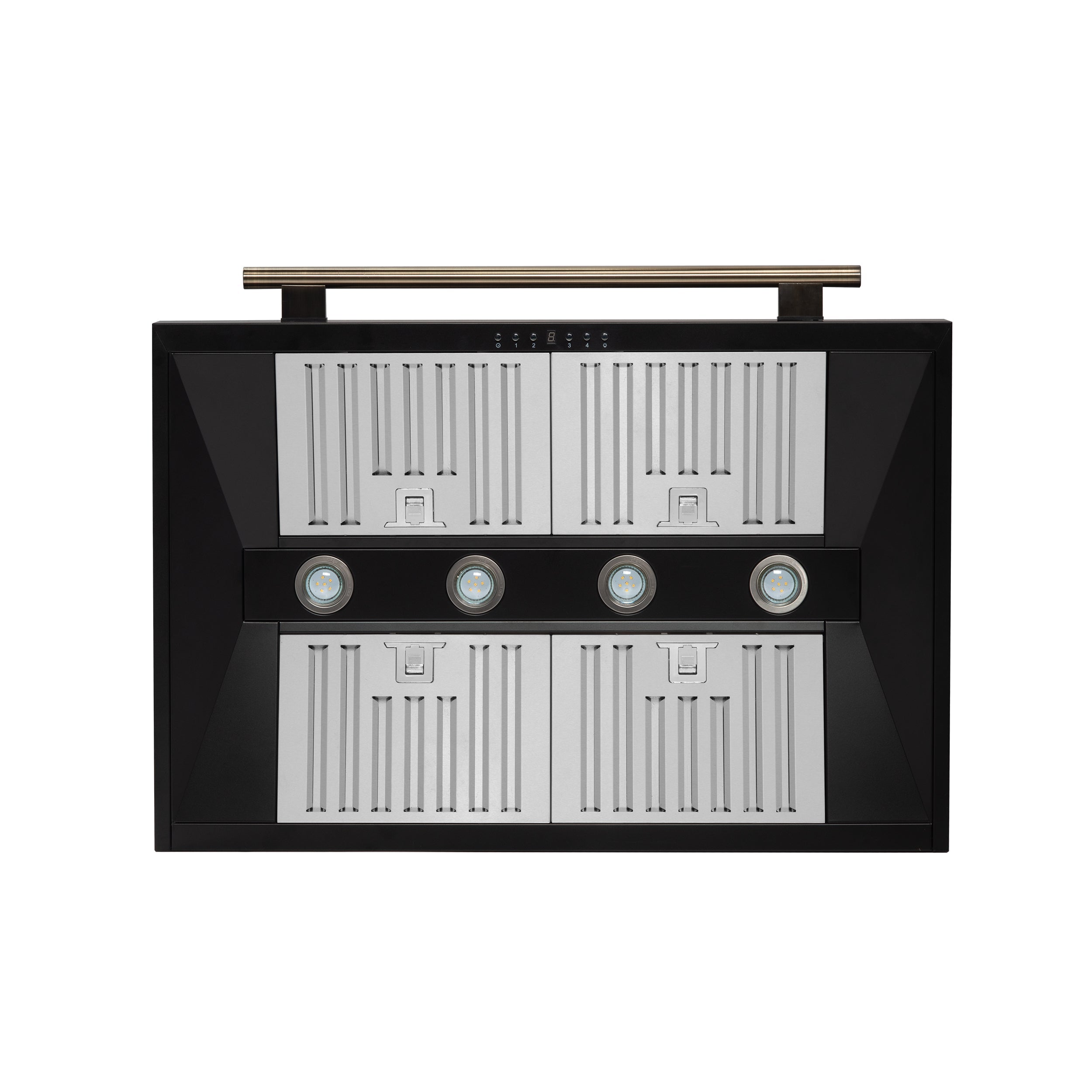 FORNO Aria 36-Inch Wall-Mount Range Hood, 1200 CFM, Black Finish with Antique Brass Accents (Model FRHWM5095-36BLK)