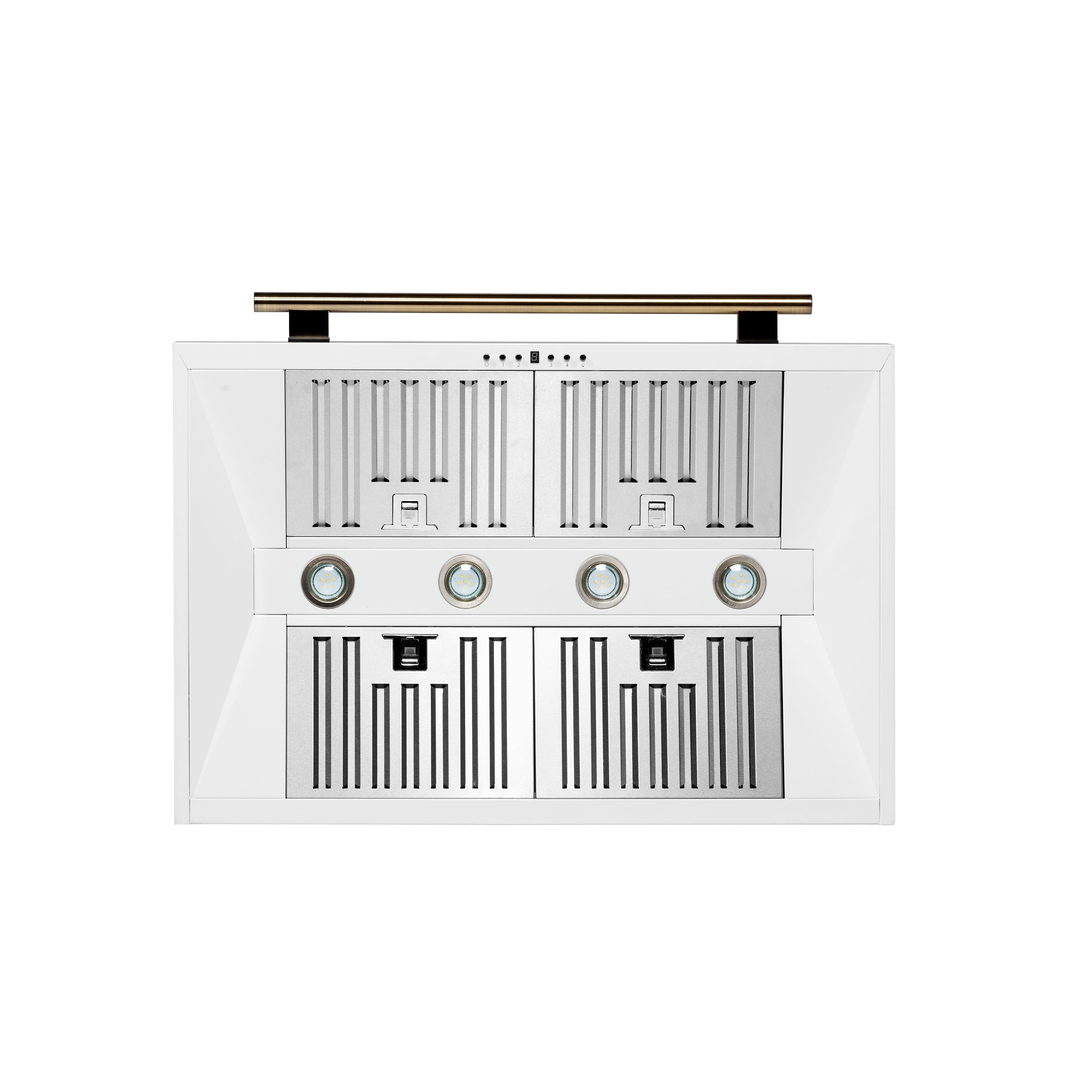 Forno Aria 36-Inch Wall-Mount Range Hood, 1200 CFM, White with Antique Brass Accents (Model FRHWM5095-36WHT)
