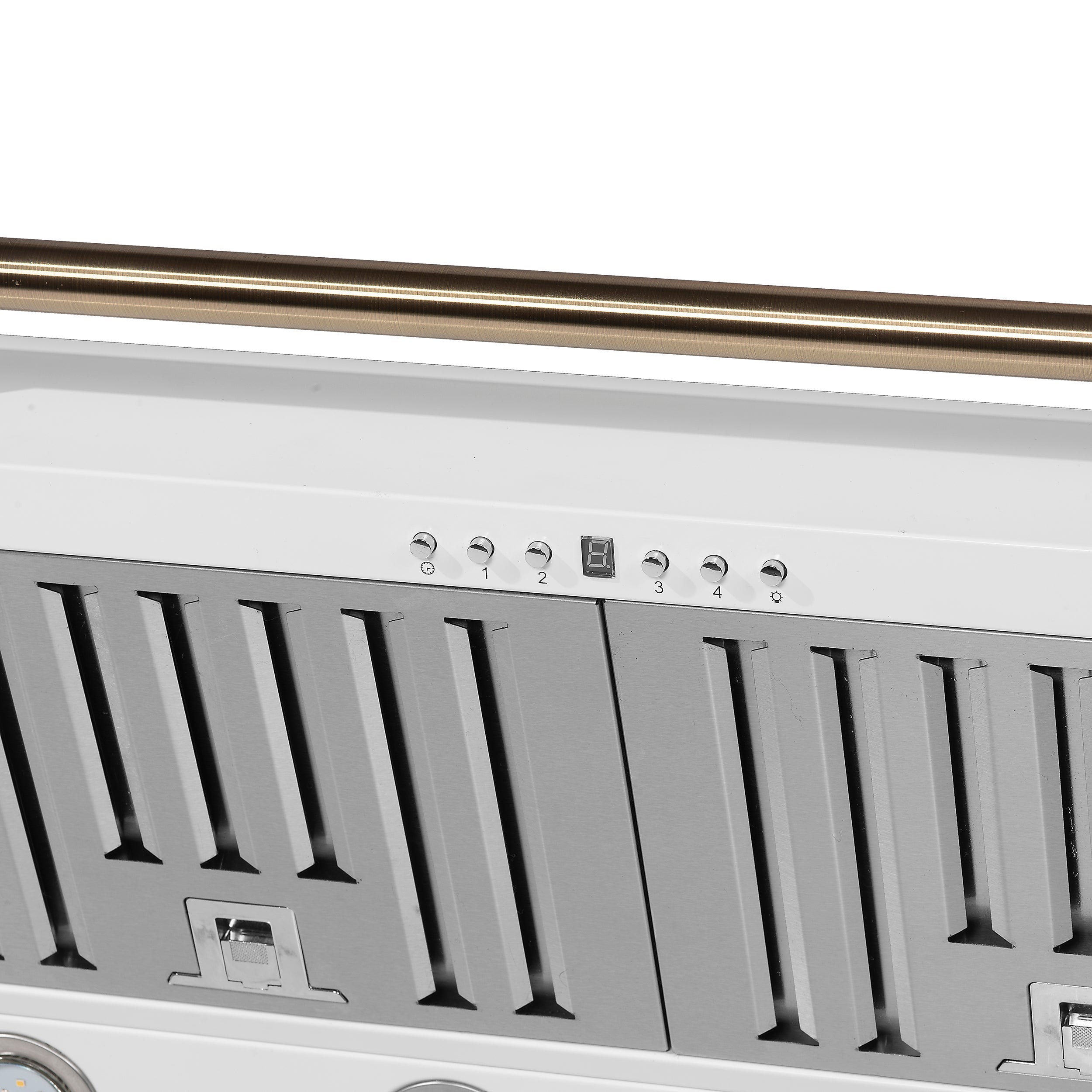 Forno Aria 36-Inch Wall-Mount Range Hood, 1200 CFM, White with Antique Brass Accents (Model FRHWM5095-36WHT)