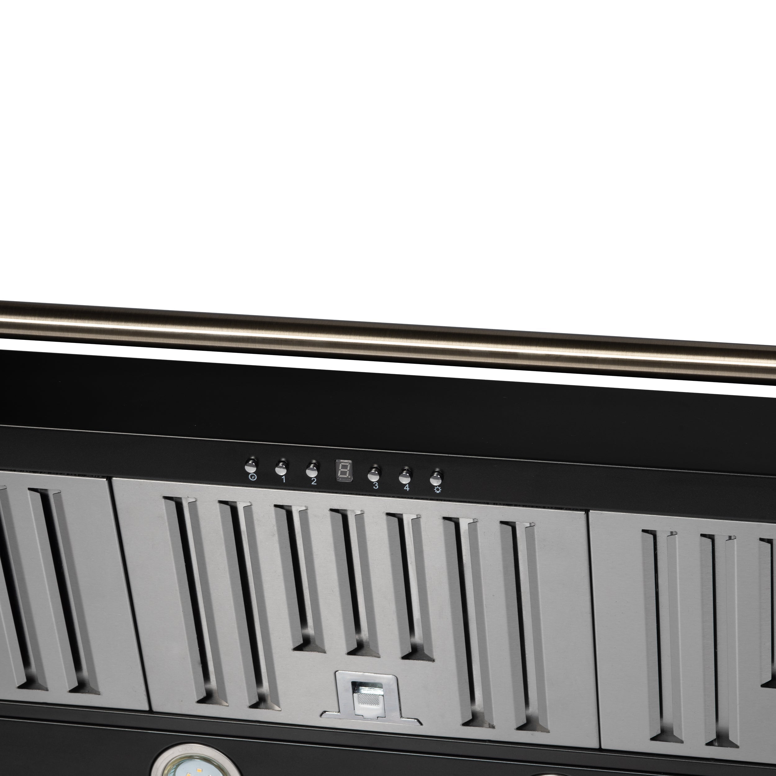 FORNO Aria 48-Inch Wall-Mount Range Hood, 1200 CFM, Black with Antique Brass Accents (Model FRHWM5095-48BLK)