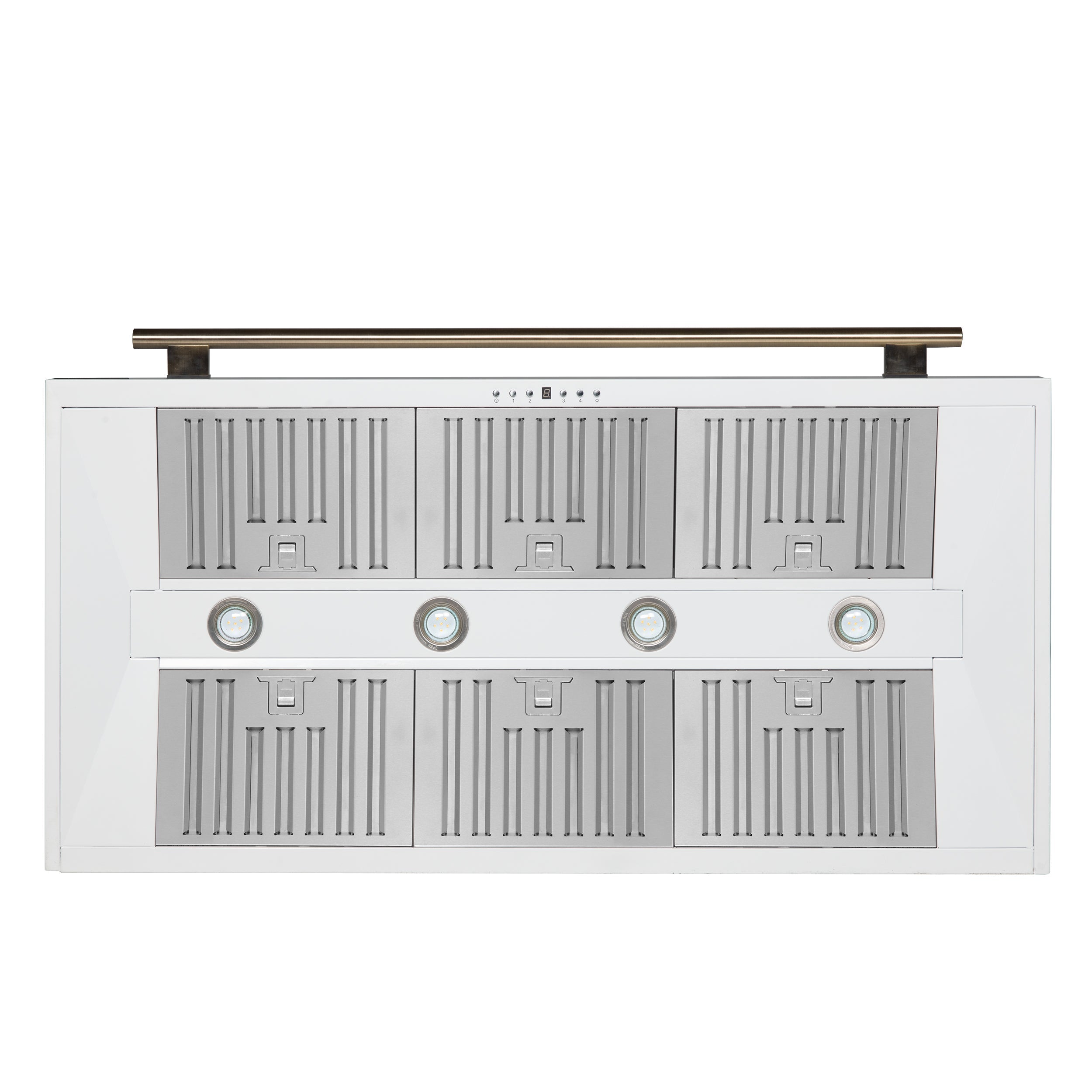Forno Aria 48-Inch Wall-Mount Range Hood, 1200 CFM, White with Antique Brass Accents (Model FRHWM5095-48WHT)