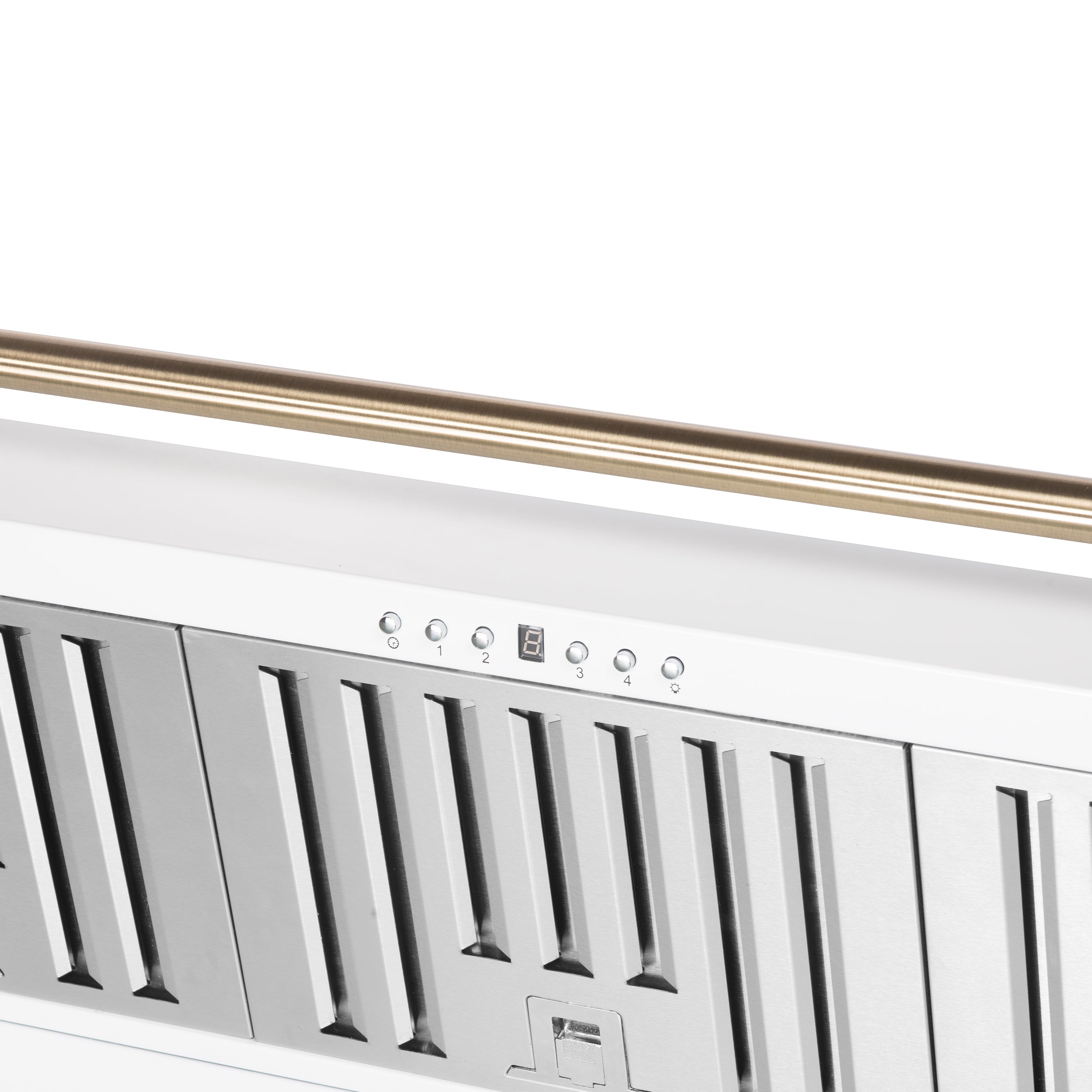 Forno Aria 48-Inch Wall-Mount Range Hood, 1200 CFM, White with Antique Brass Accents (Model FRHWM5095-48WHT)