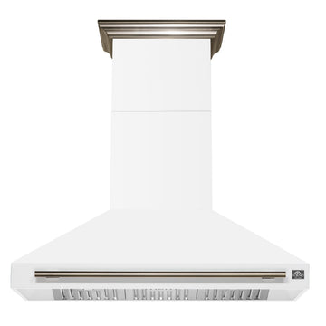 Forno Aria 48-Inch Wall-Mount Range Hood, 1200 CFM, White with Antique Brass Accents (Model FRHWM5095-48WHT)