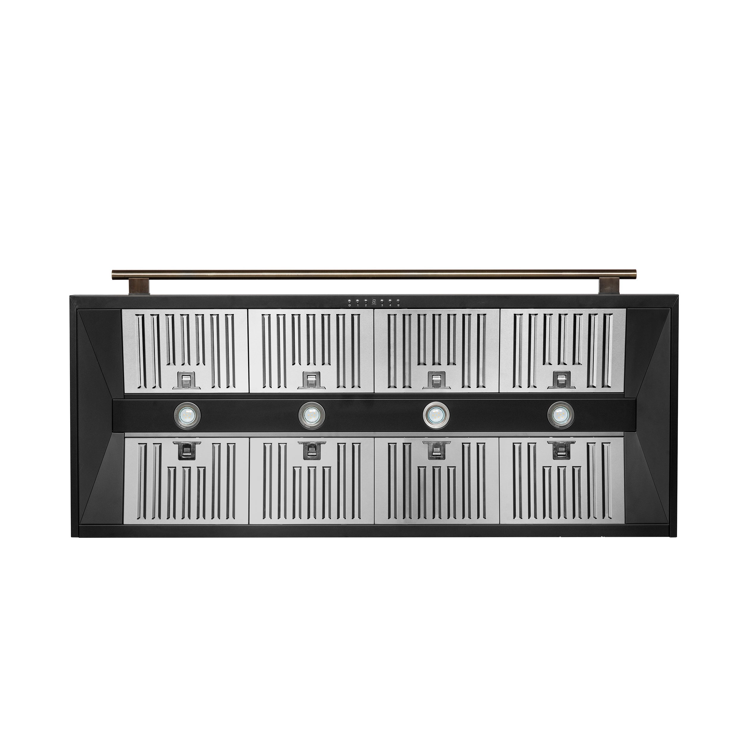 Forno Aria 60-Inch Wall-Mount Range Hood, 1200 CFM, Convertible Ducting, Black Finish with Brass Accents (Model FRHWM5095-60BLK)