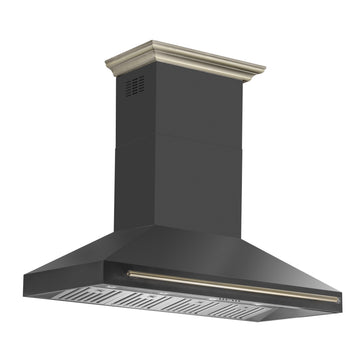 Forno Aria 60-Inch Wall-Mount Range Hood, 1200 CFM, Convertible Ducting, Black Finish with Brass Accents (Model FRHWM5095-60BLK)