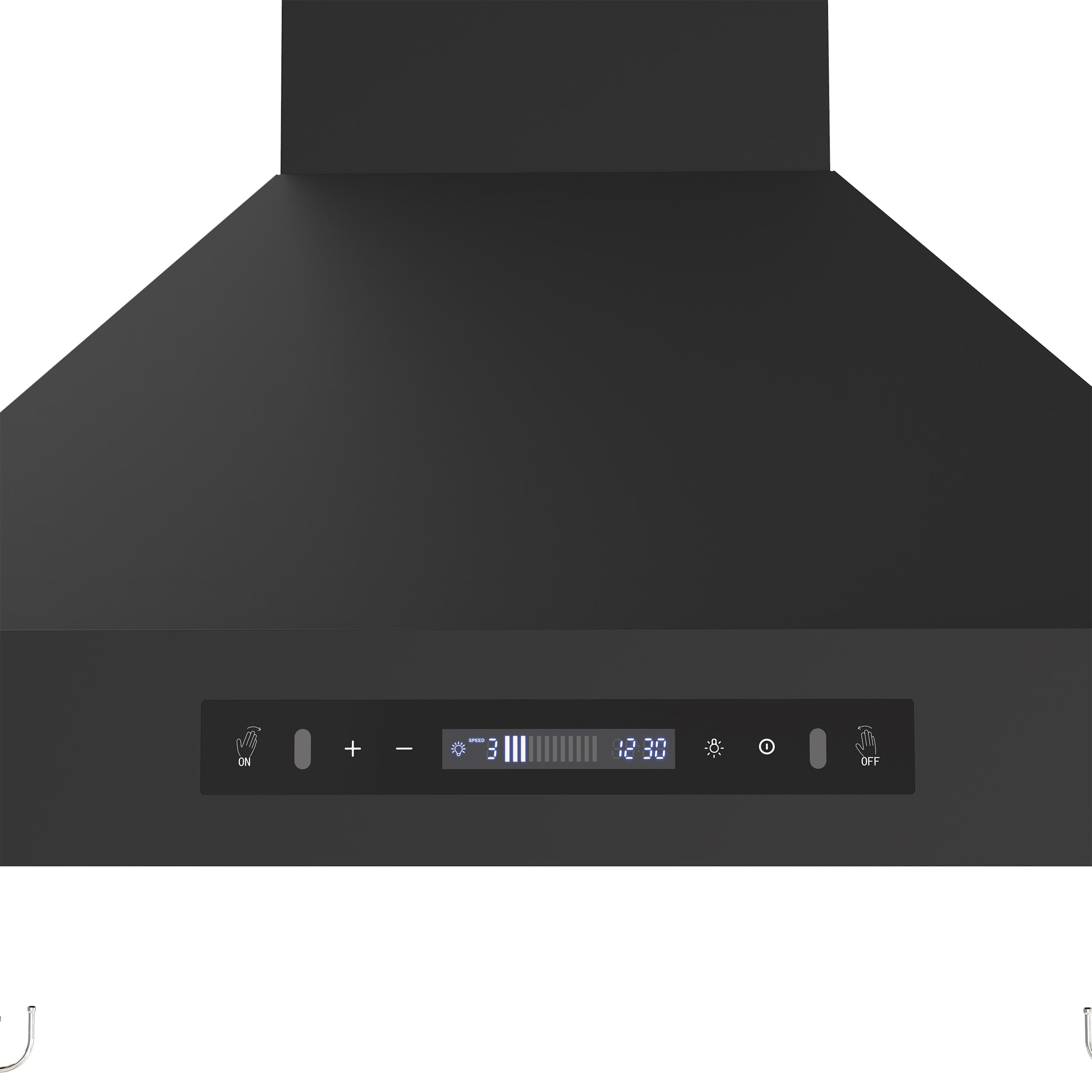 Forno Venezia 30-Inch Wall-Mount Ducted Range Hood, 370 CFM, Touch Controls, LED Lights, Black with Antique Brass Accents (FRHWM5503-30BLK)