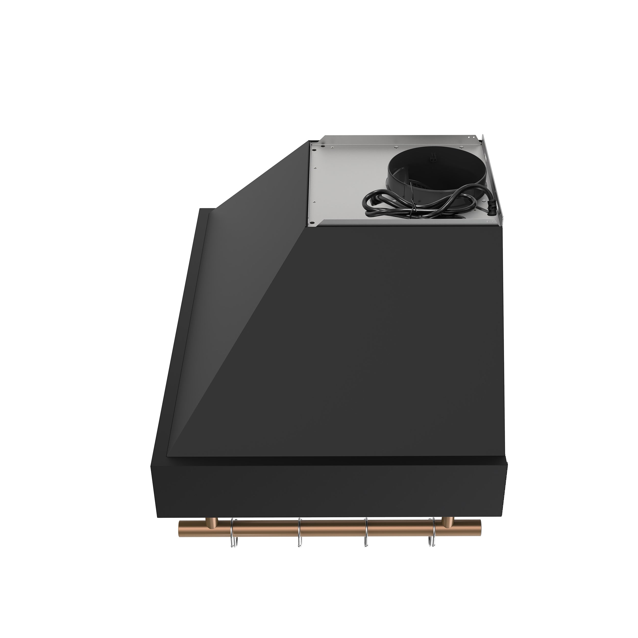 Forno Venezia 30-Inch Wall-Mount Ducted Range Hood, 370 CFM, Touch Controls, LED Lights, Black with Antique Brass Accents (FRHWM5503-30BLK)