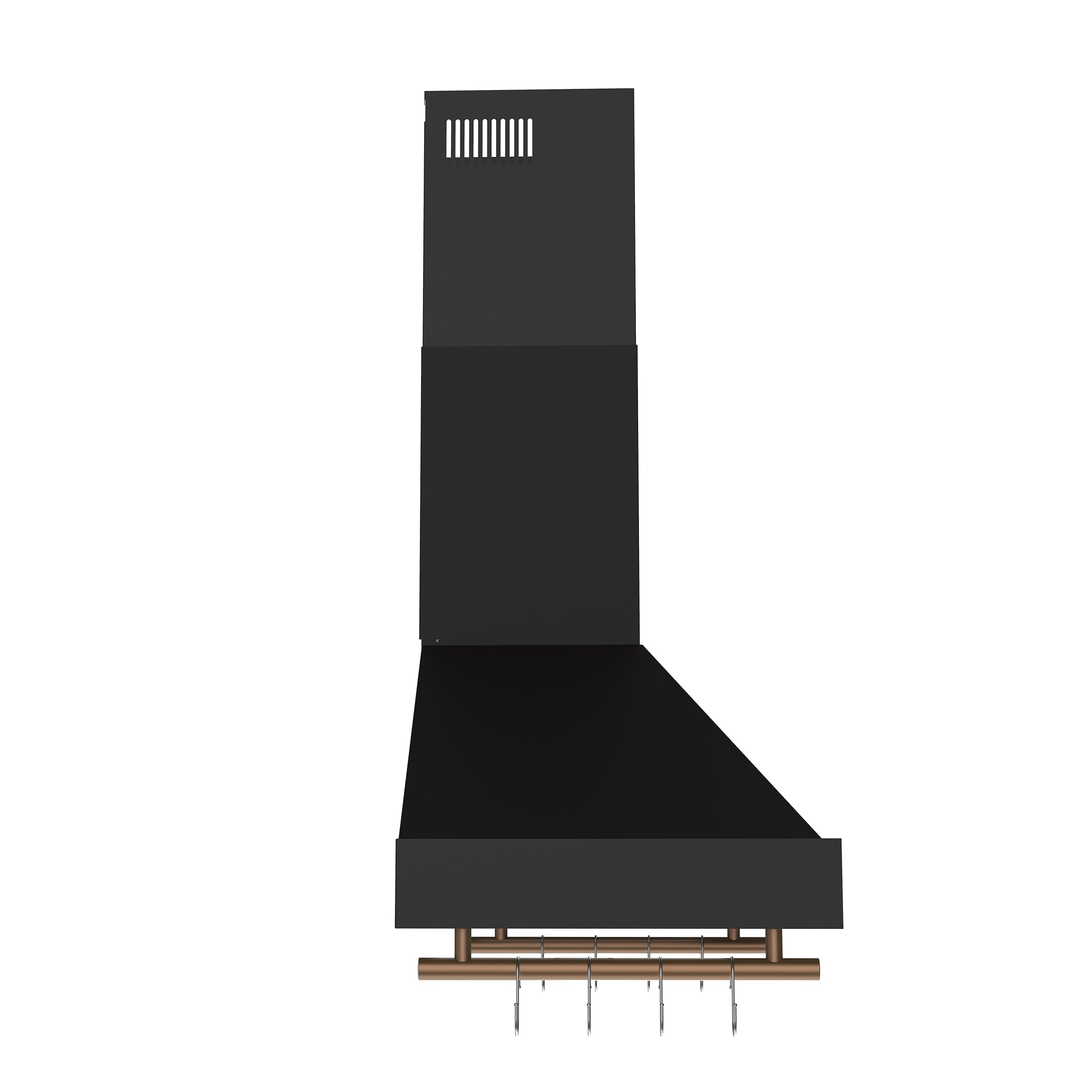 Forno Venezia 36-Inch Wall-Mount Range Hood, 370 CFM, Ducted Vent, Touch Controls, LED Lighting, Black with Antique Brass Accents (Model FRHWM5503-36BLK)
