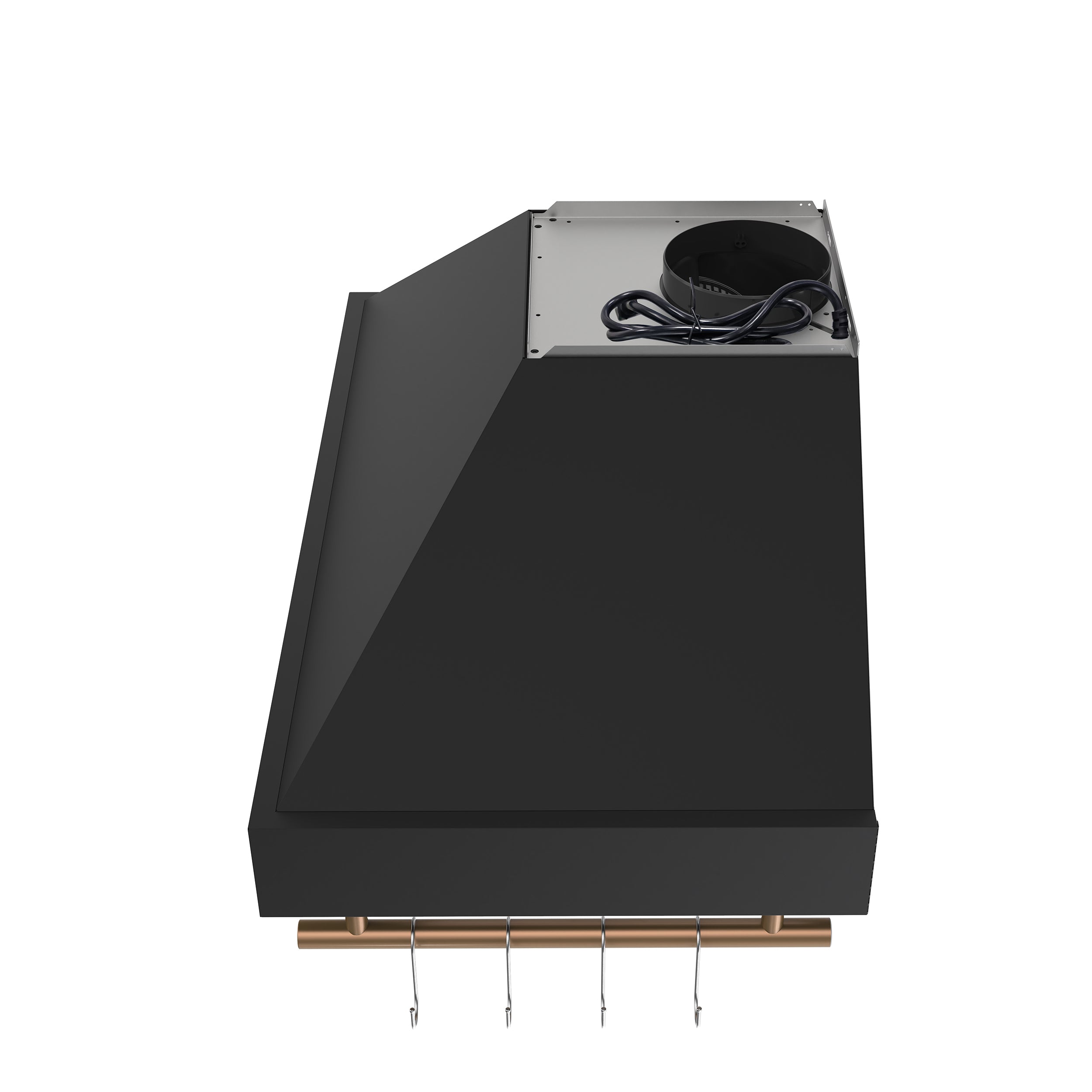 Forno Venezia 36-Inch Wall-Mount Range Hood, 370 CFM, Ducted Vent, Touch Controls, LED Lighting, Black with Antique Brass Accents (Model FRHWM5503-36BLK)