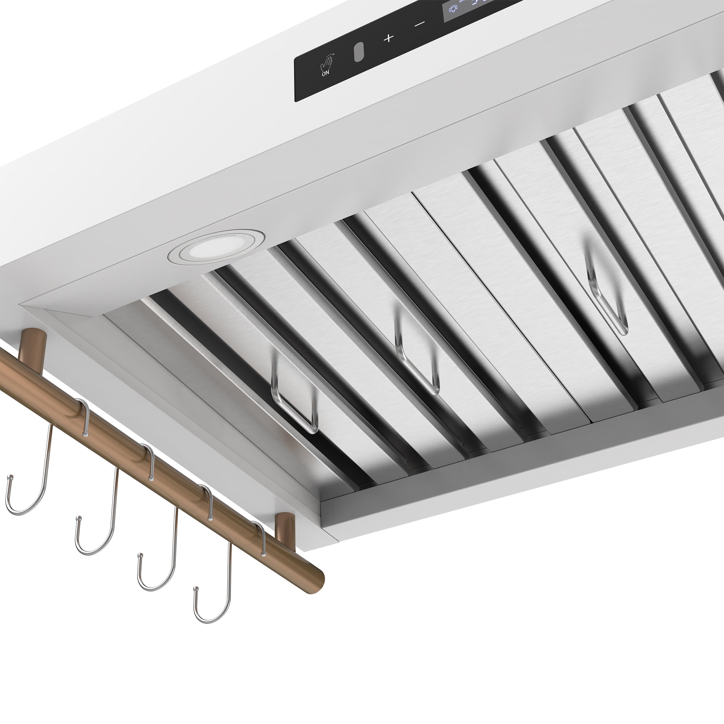 Forno Venezia 36-Inch Wall-Mount Ducted Range Hood, 370 CFM, Touch Controls, LED Lighting, White with Antique Brass Accents (FRHWM5503-36WHT)