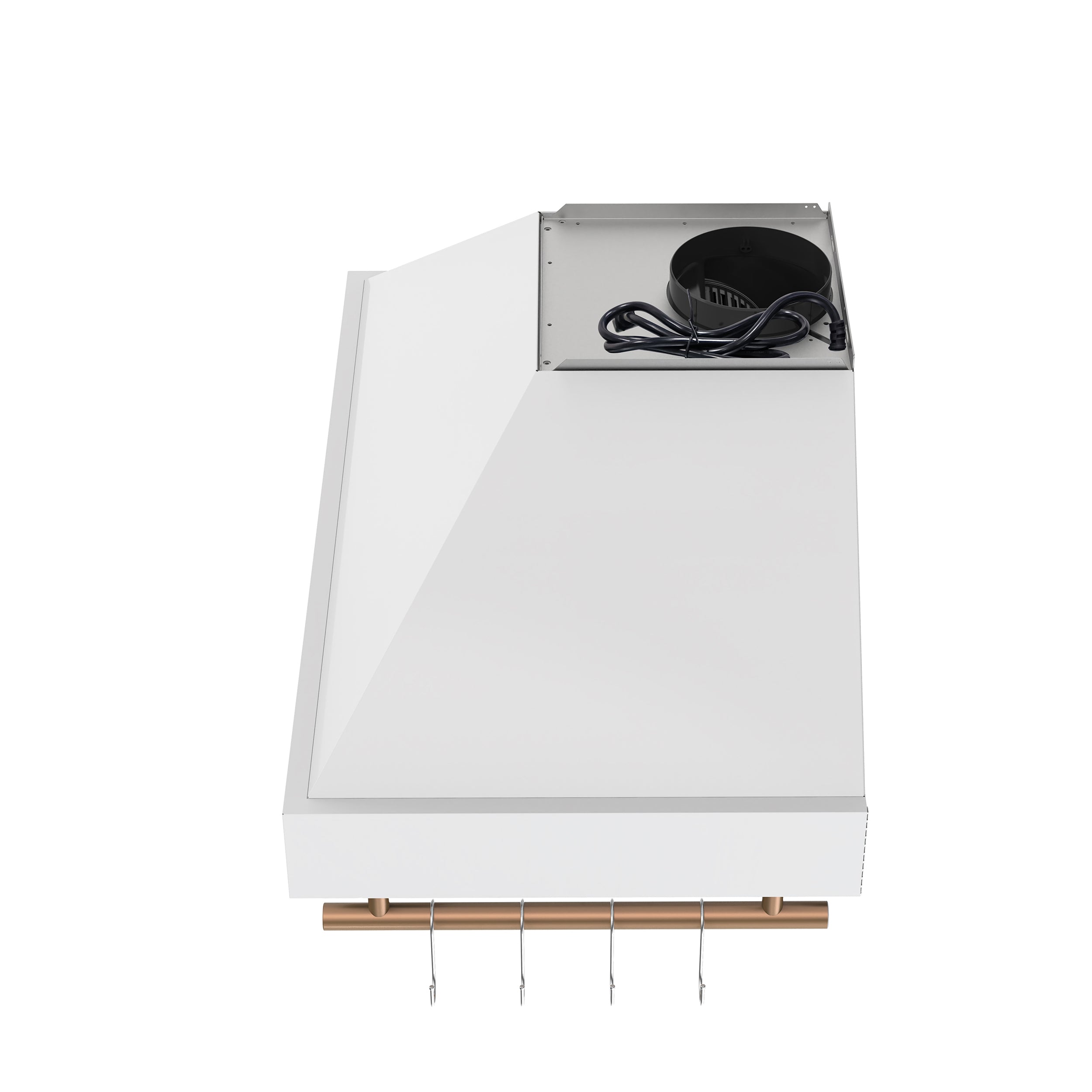 Forno Venezia 36-Inch Wall-Mount Ducted Range Hood, 370 CFM, Touch Controls, LED Lighting, White with Antique Brass Accents (FRHWM5503-36WHT)