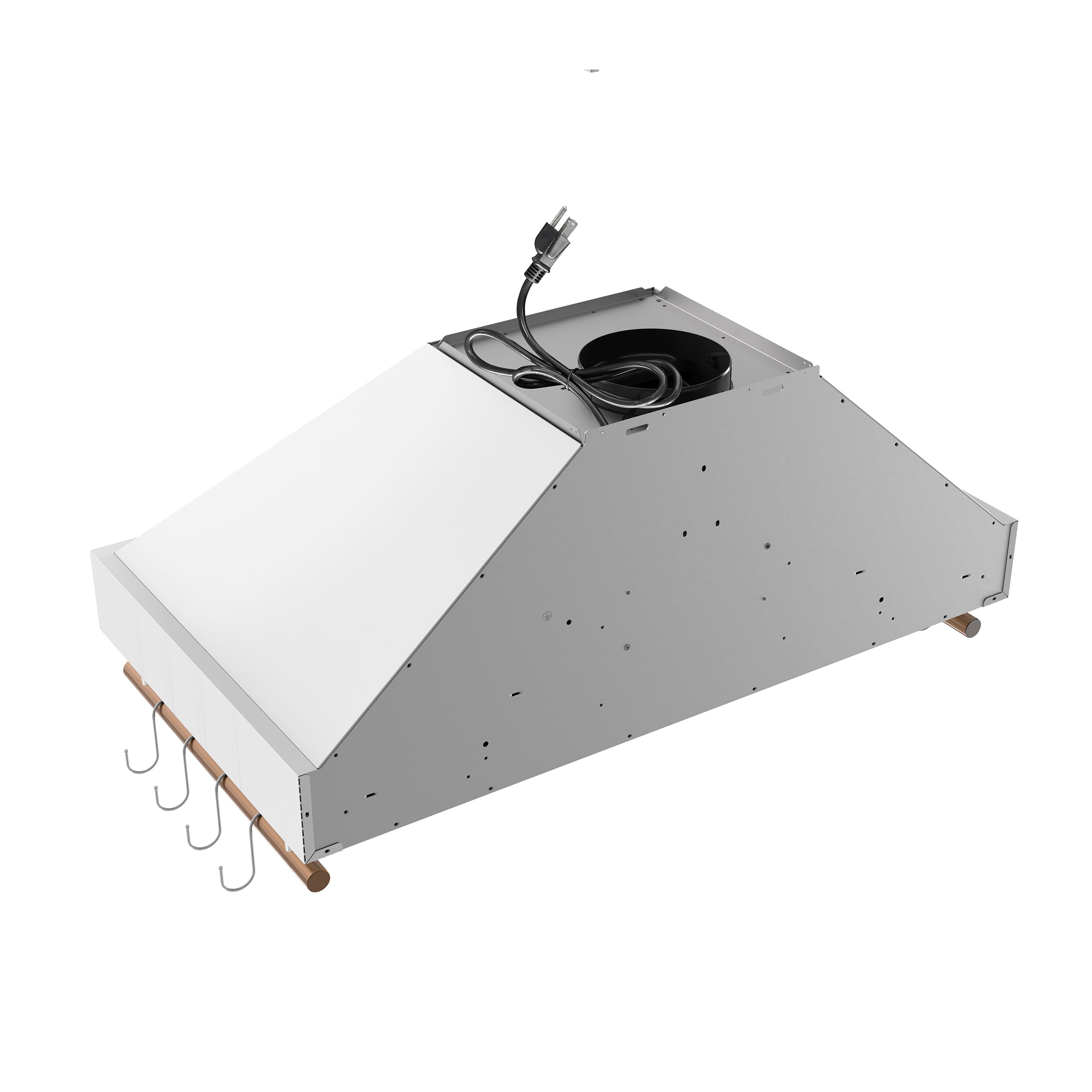 Forno Venezia 36-Inch Wall-Mount Ducted Range Hood, 370 CFM, Touch Controls, LED Lighting, White with Antique Brass Accents (FRHWM5503-36WHT)