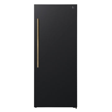 FORNO Maderno 28-Inch Convertible Upright Freezer Refrigerator, 13.6 cu. ft., Right-Swing Door, Black with Antique Brass Handle (Model FFFFD1722-28BLK-RS)