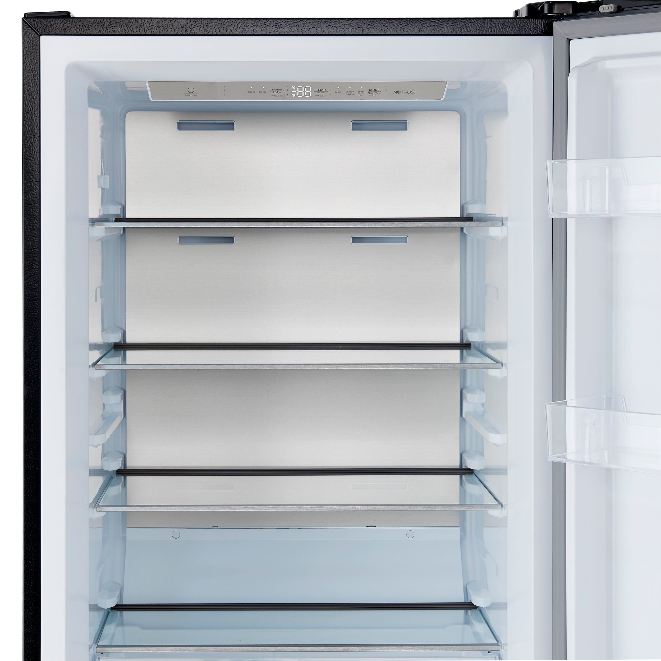 FORNO Maderno 28-Inch Convertible Upright Freezer Refrigerator, 13.6 cu. ft., Right-Swing Door, Black with Antique Brass Handle (Model FFFFD1722-28BLK-RS)