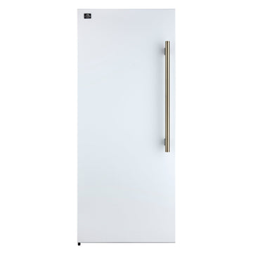 Forno Maderno 28-Inch Built-In Convertible Refrigerator Freezer, 13.6 Cu. Ft., Left Swing, White with Antique Brass Handle (Model FFFFD1722-28WHT-LS)