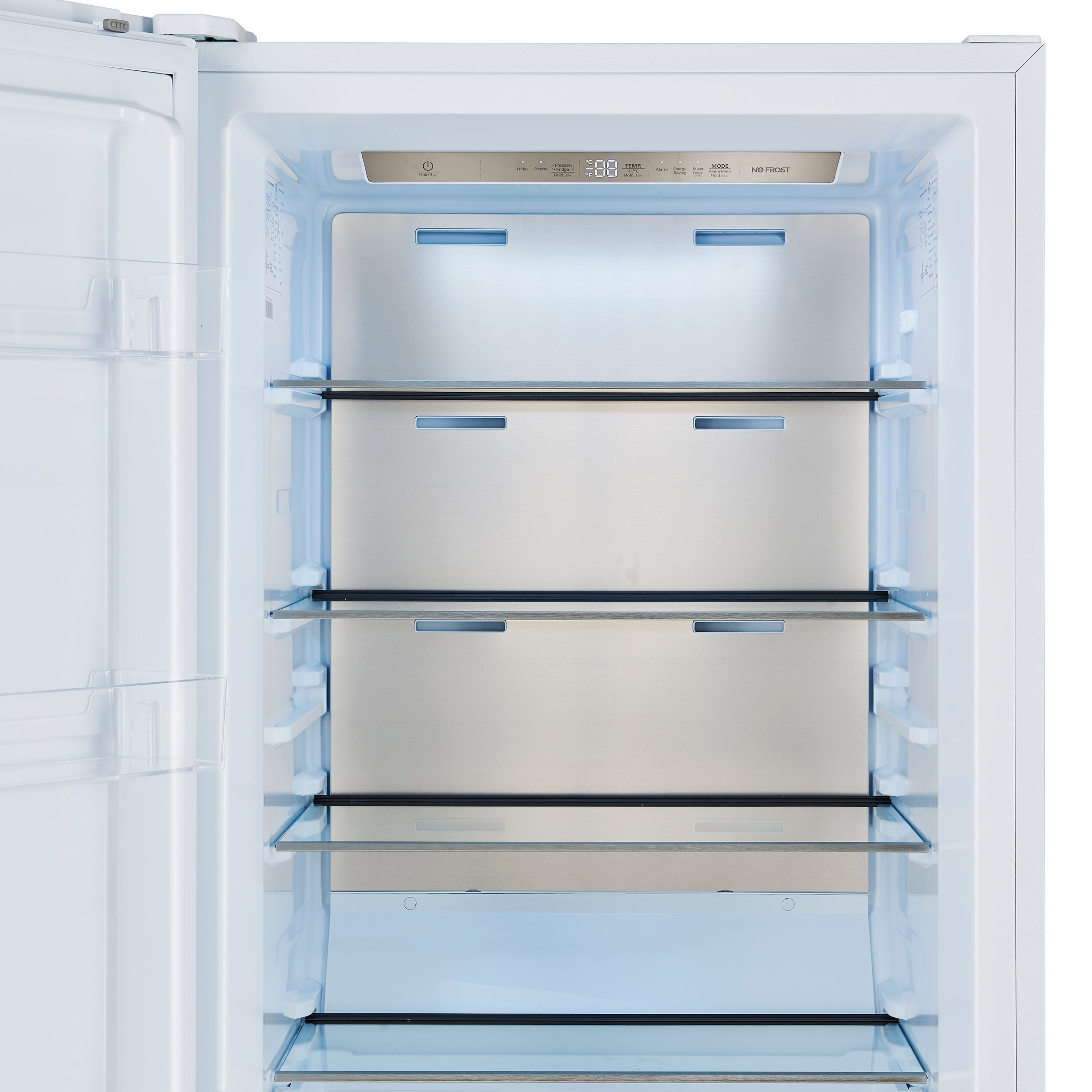 FORNO Maderno 32-Inch Built-In Convertible Refrigerator Freezer, 13.6 cu. ft., Left Swing, White with Antique Brass Handle, Model FFFFD1722-32LSG-WHT