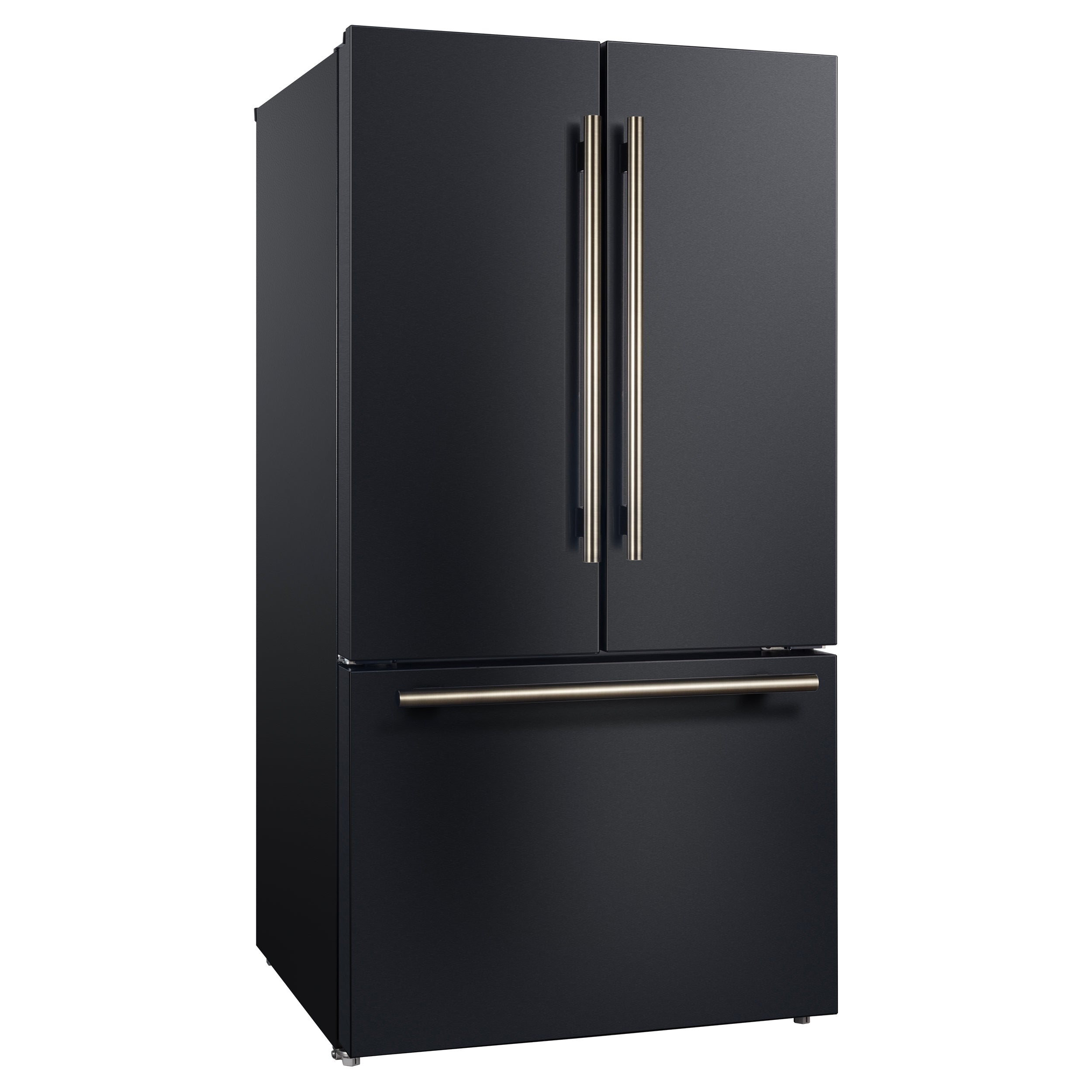 FORNO Rivello 36-Inch French Door Refrigerator, Standard Depth, Water and Ice Dispenser, Black with Stainless Steel Accents (FFFFD1783-36BLK)