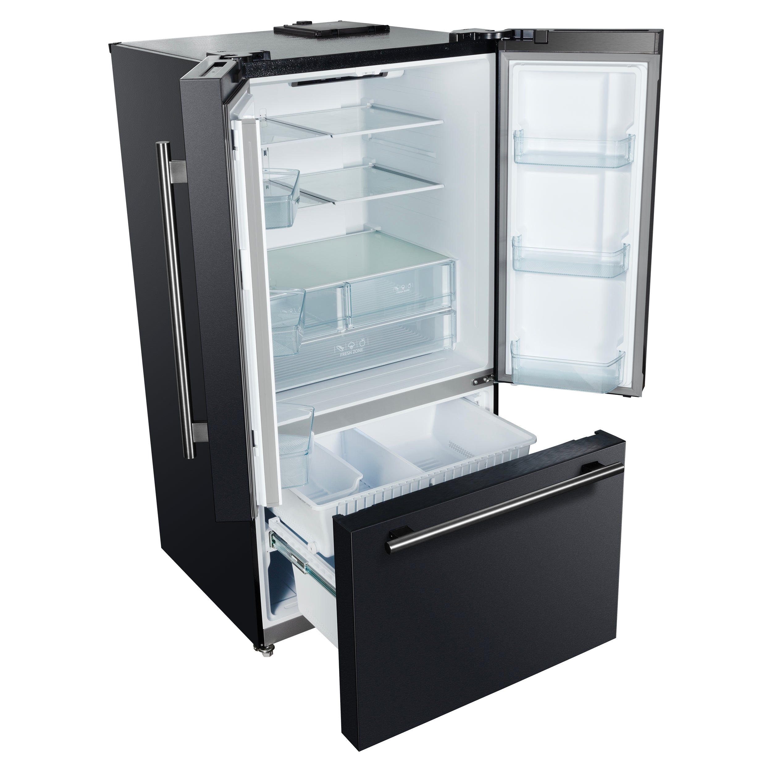 FORNO Rivello 36-Inch French Door Refrigerator, Standard Depth, Water and Ice Dispenser, Black with Stainless Steel Accents (FFFFD1783-36BLK)