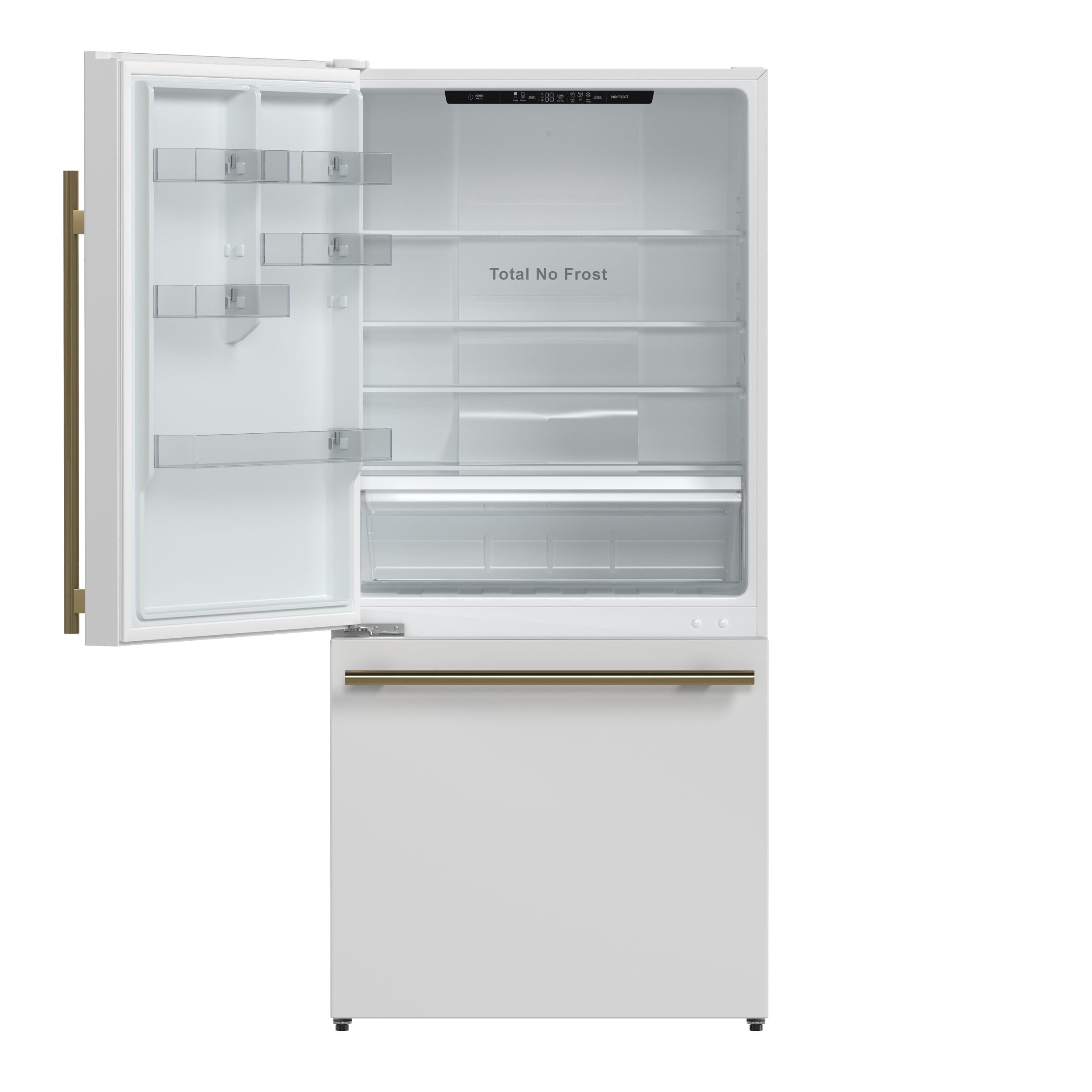 FORNO Espresso Milano 62 in. 34.4 cu. ft. Side-by-Side Refrigerator with Ice Maker, White with Antique Brass Accents (Model FFFFD1787-60WHT)