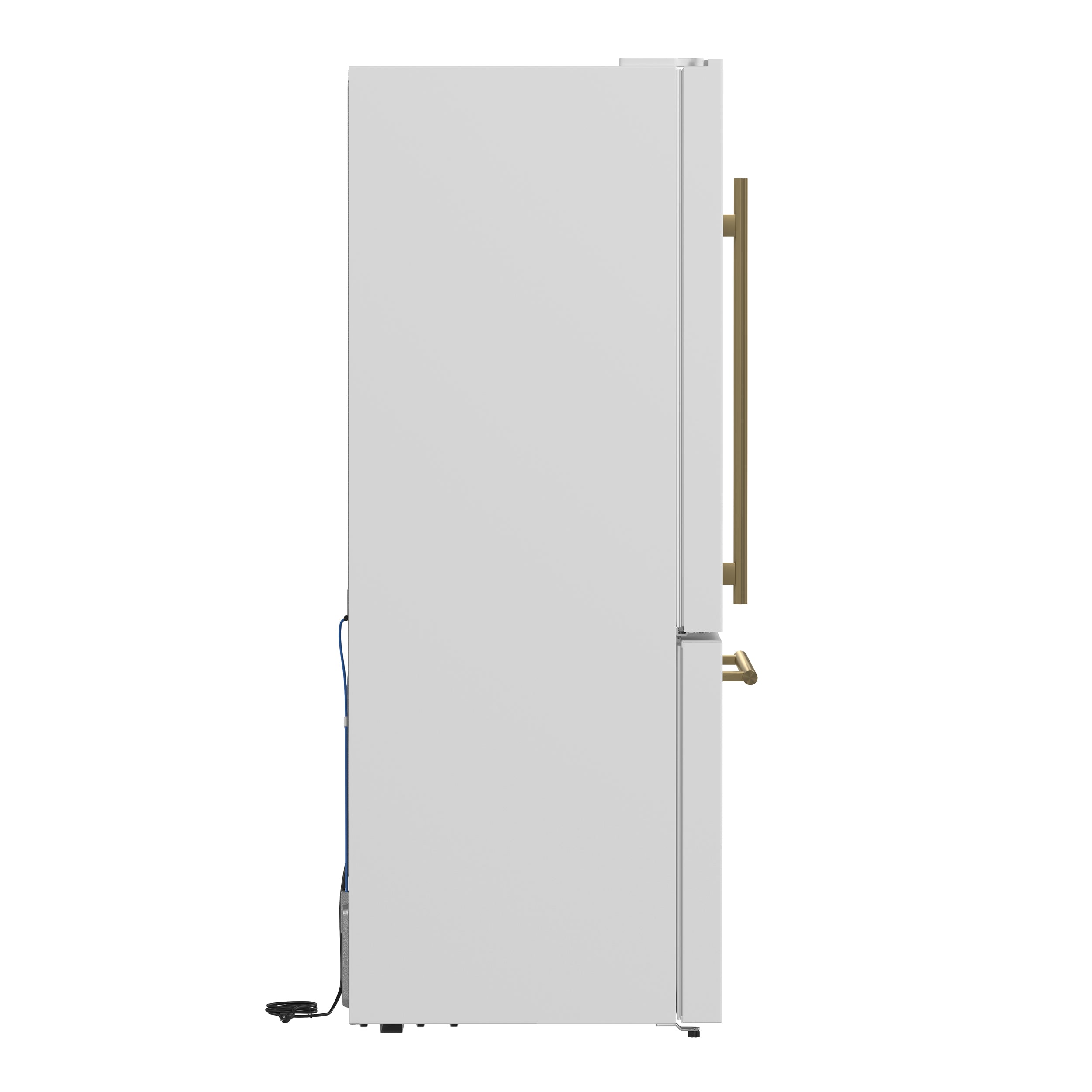 FORNO Espresso Milano 62 in. 34.4 cu. ft. Side-by-Side Refrigerator with Ice Maker, White with Antique Brass Accents (Model FFFFD1787-60WHT)