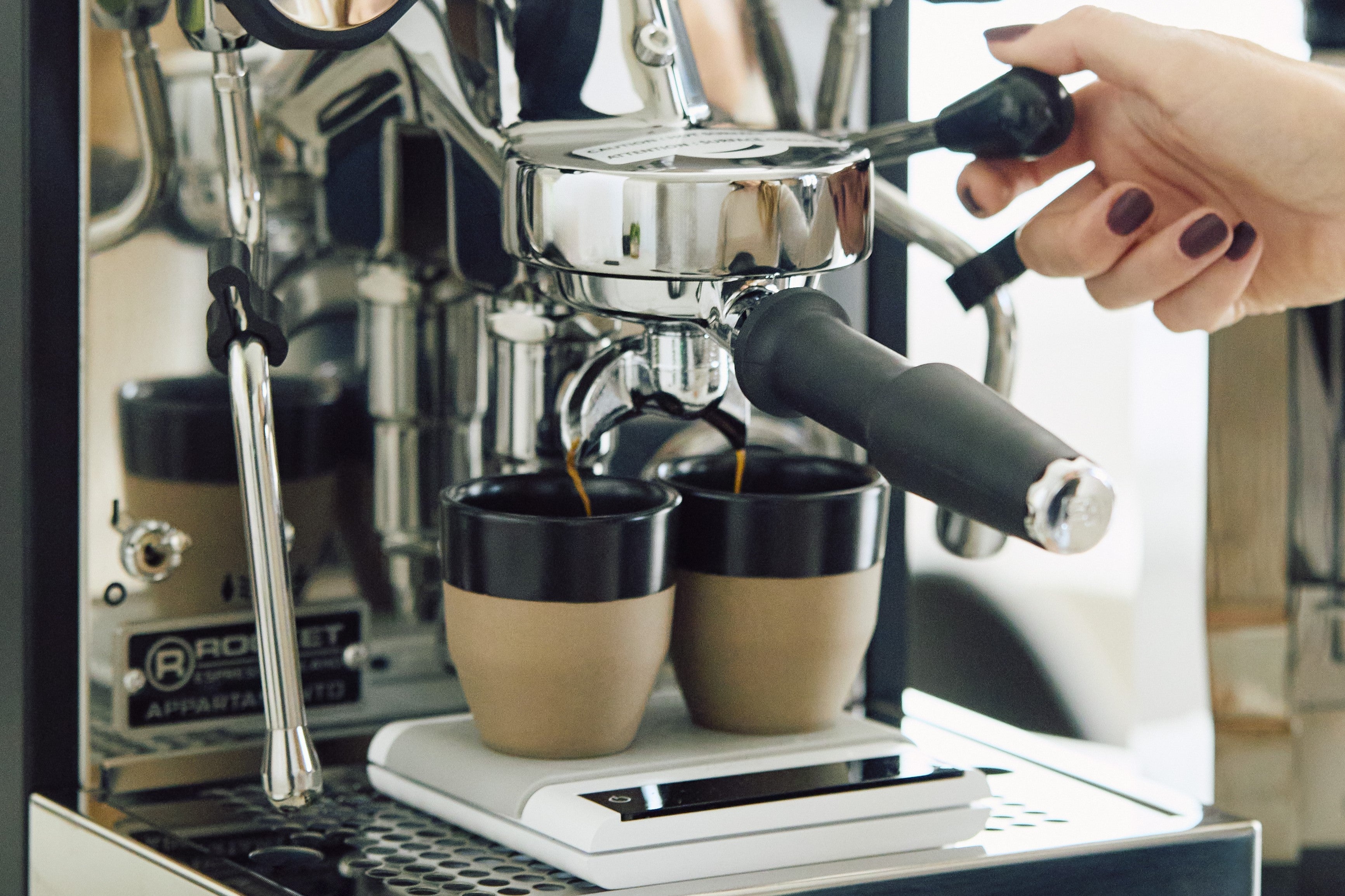 Rocket Espresso Appartamento TCA Espresso Machine - Stainless Steel with Black Stripe