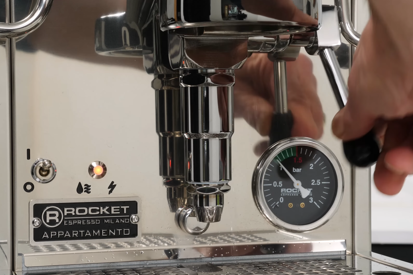 Rocket Espresso Appartamento TCA Espresso Machine - Stainless Steel with Black Stripe