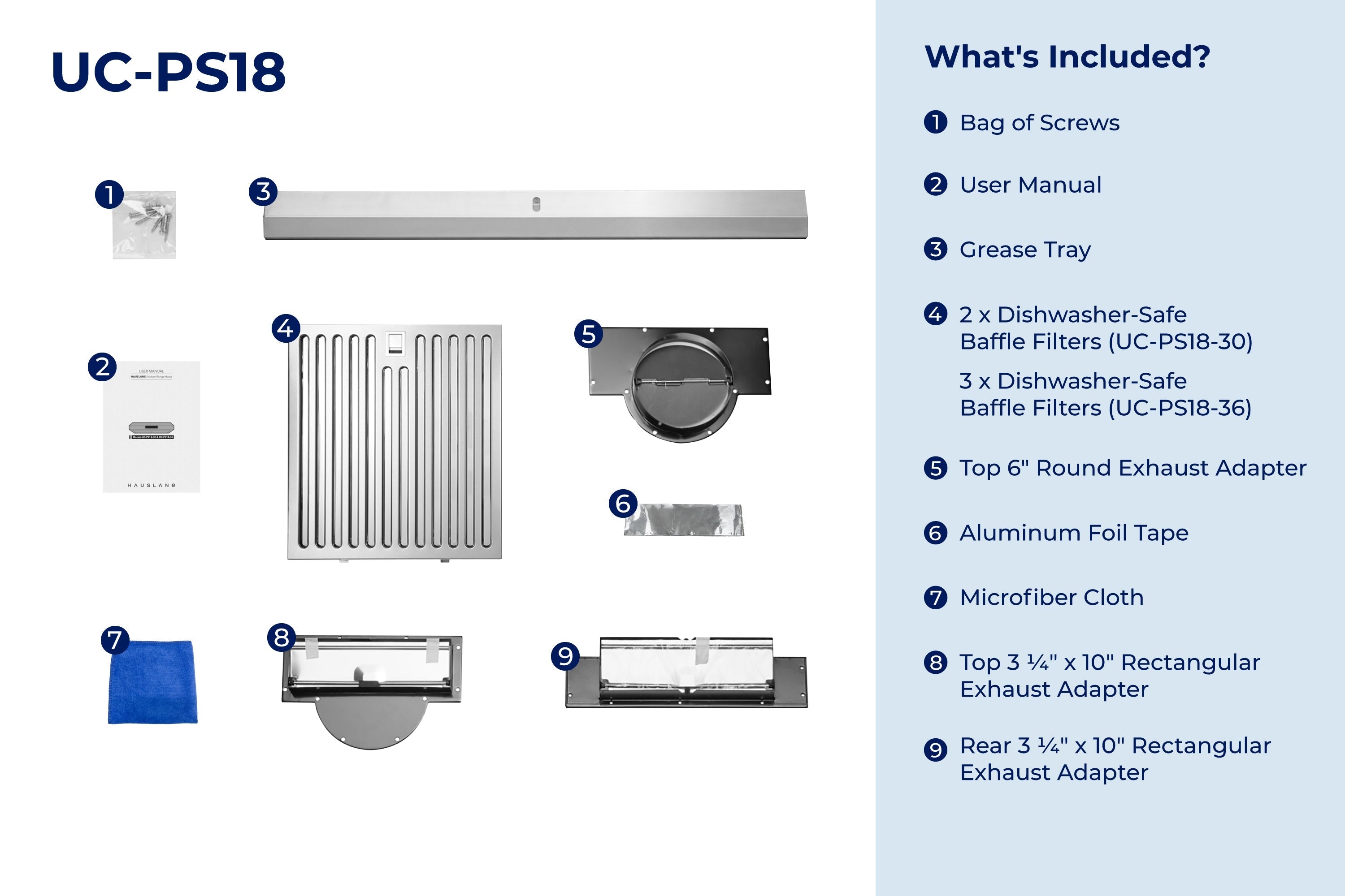 Hauslane Under Cabinet Touch Control Range Hood with Stainless Steel Filters in Black Stainless Steel (UC-PS18BSS)