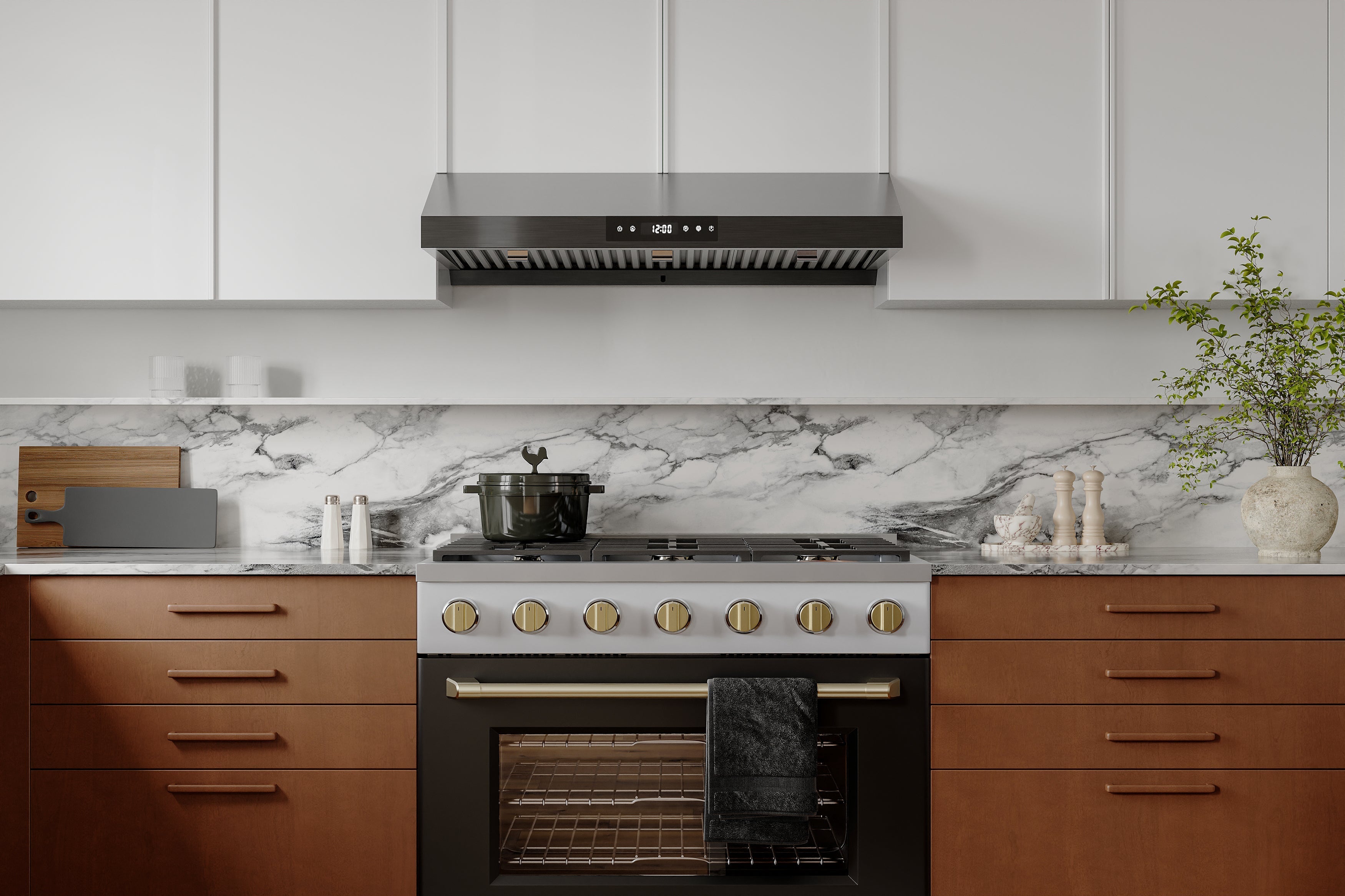 Hauslane Under Cabinet Touch Control Range Hood with Stainless Steel Filters in Black Stainless Steel (UC-PS18BSS)