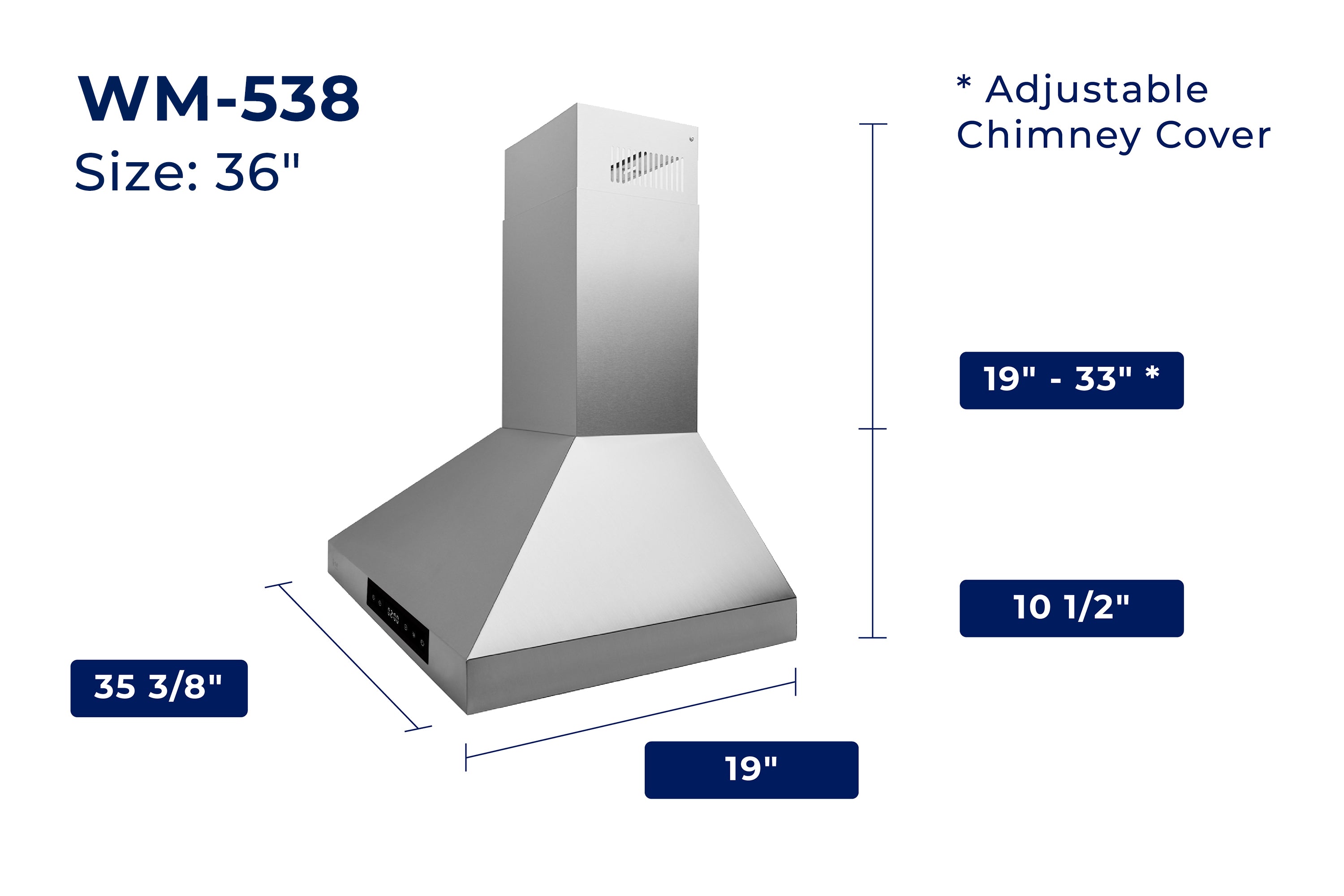 Hauslane Wall Mount Touch Control Range Hood with Stainless Steel Filters in Stainless Steel (WM-538SS)