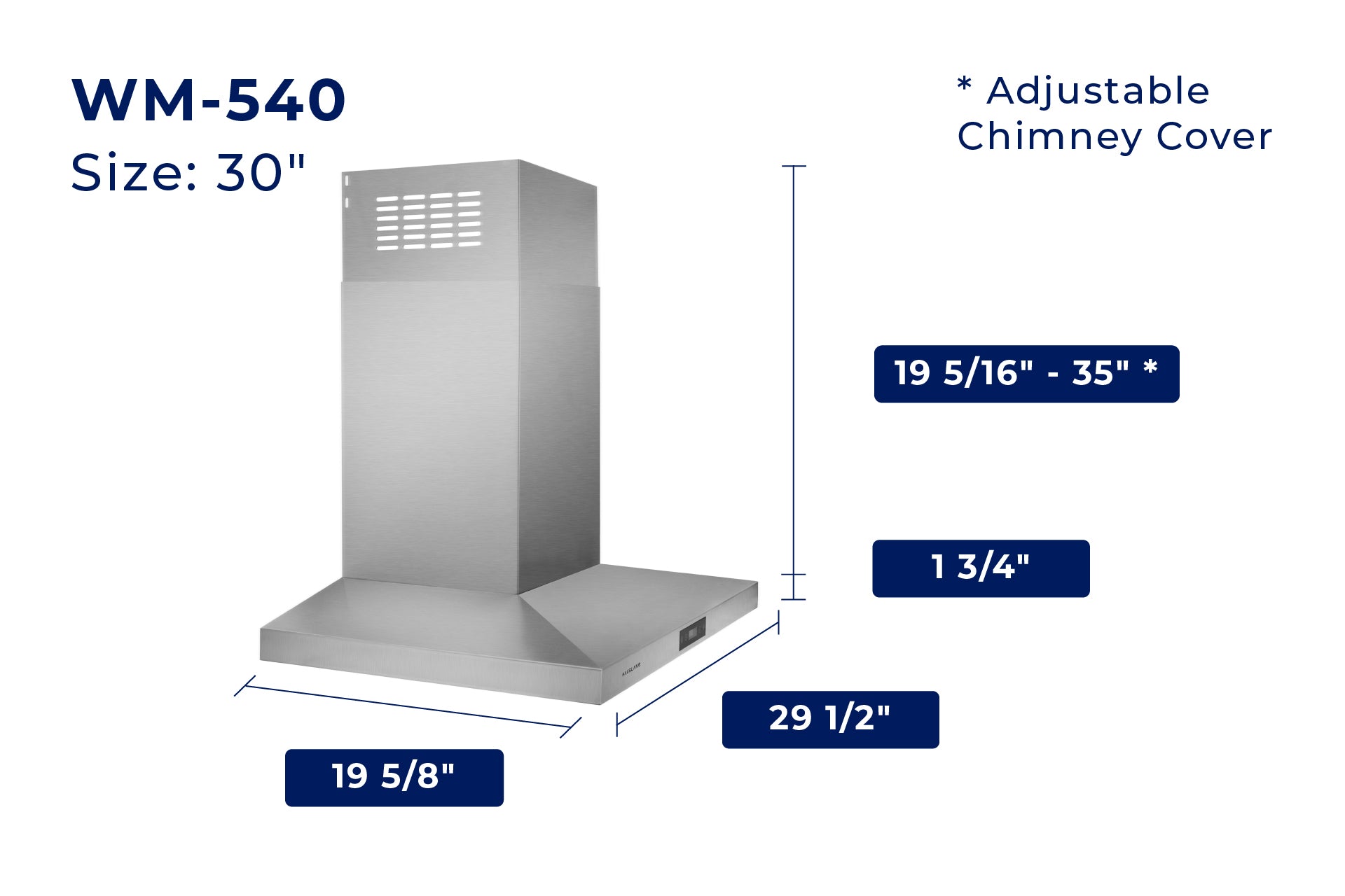 Hauslane 30-Inch 500 CFM Convertible Wall Mount Range Hood in Stainless Steel (WM-540SS-30)