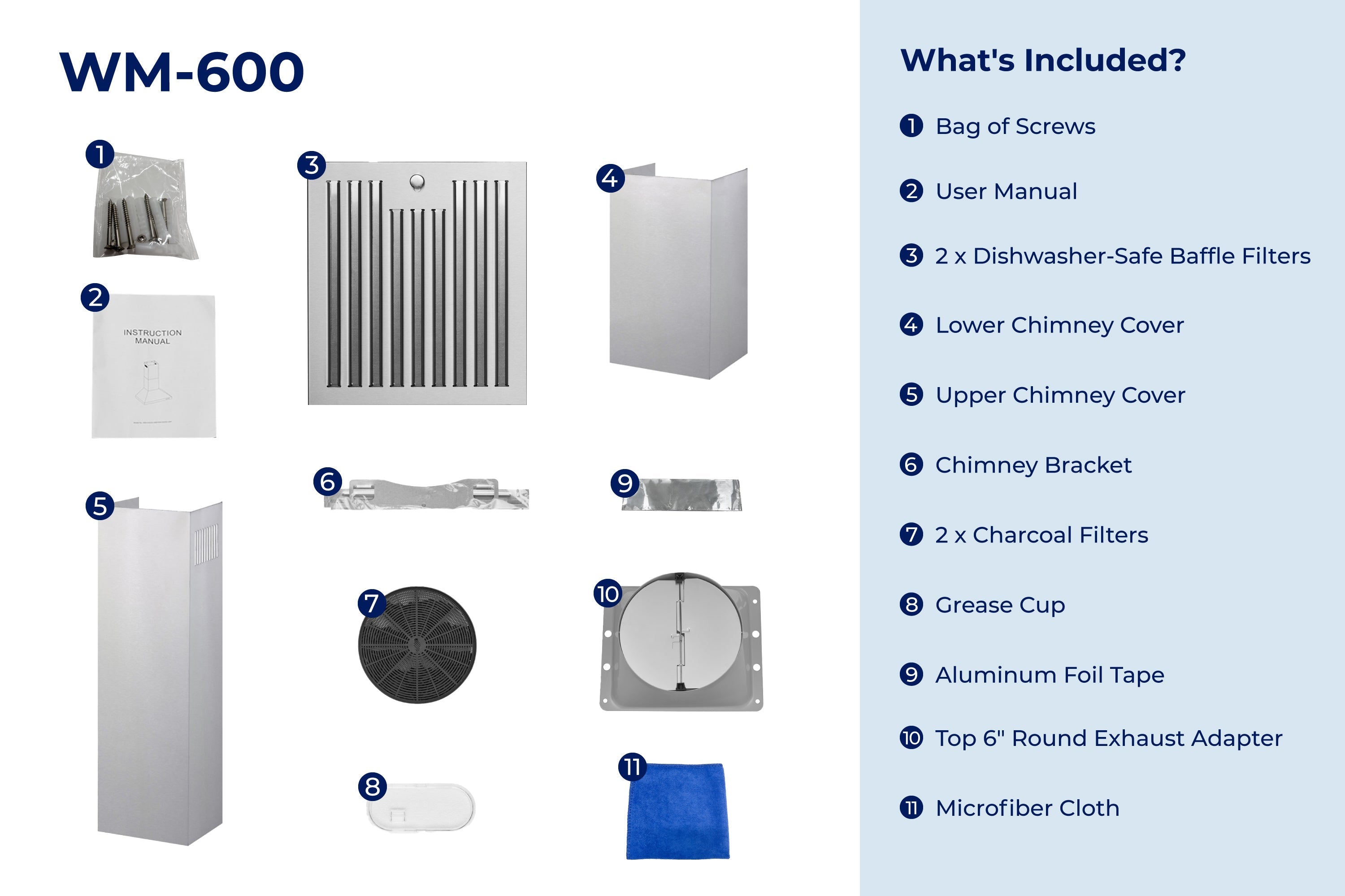 Hauslane Wall Mount Range Hood with Tempered Glass and Stainless Steel (WM-600SS)