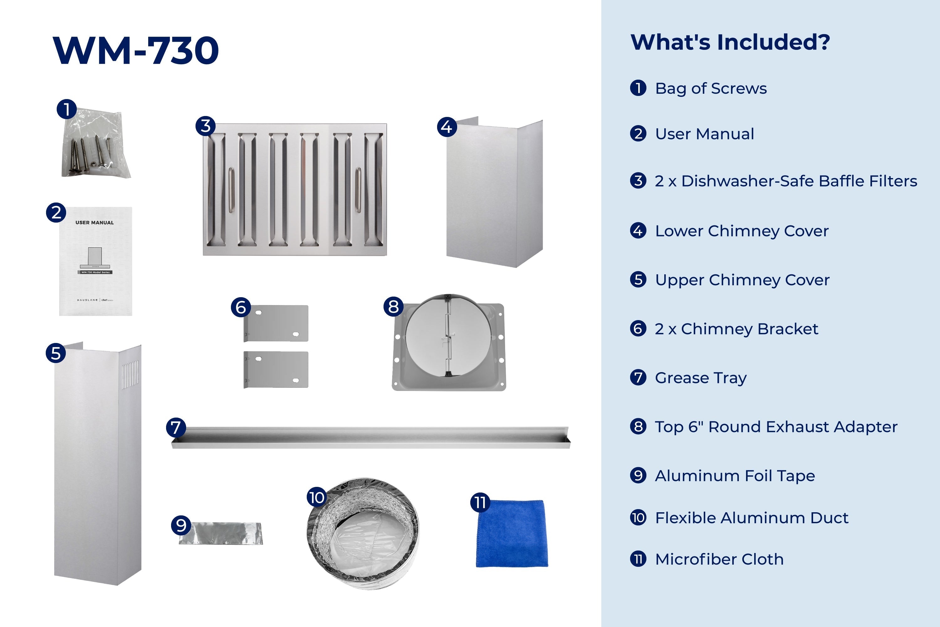 Hauslane 30-Inch 537 CFM Convertible Wall Mount Range Hood in Stainless Steel (WM-730SS-30)