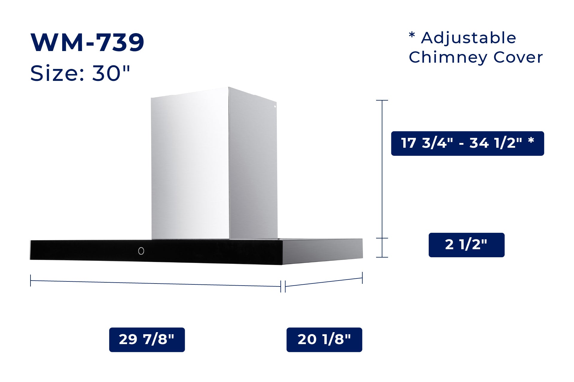 Hauslane Wall Mount Touch Control T-Shaped Range Hood with Stainless Steel Filters in Stainless Steel (WM-739SS)