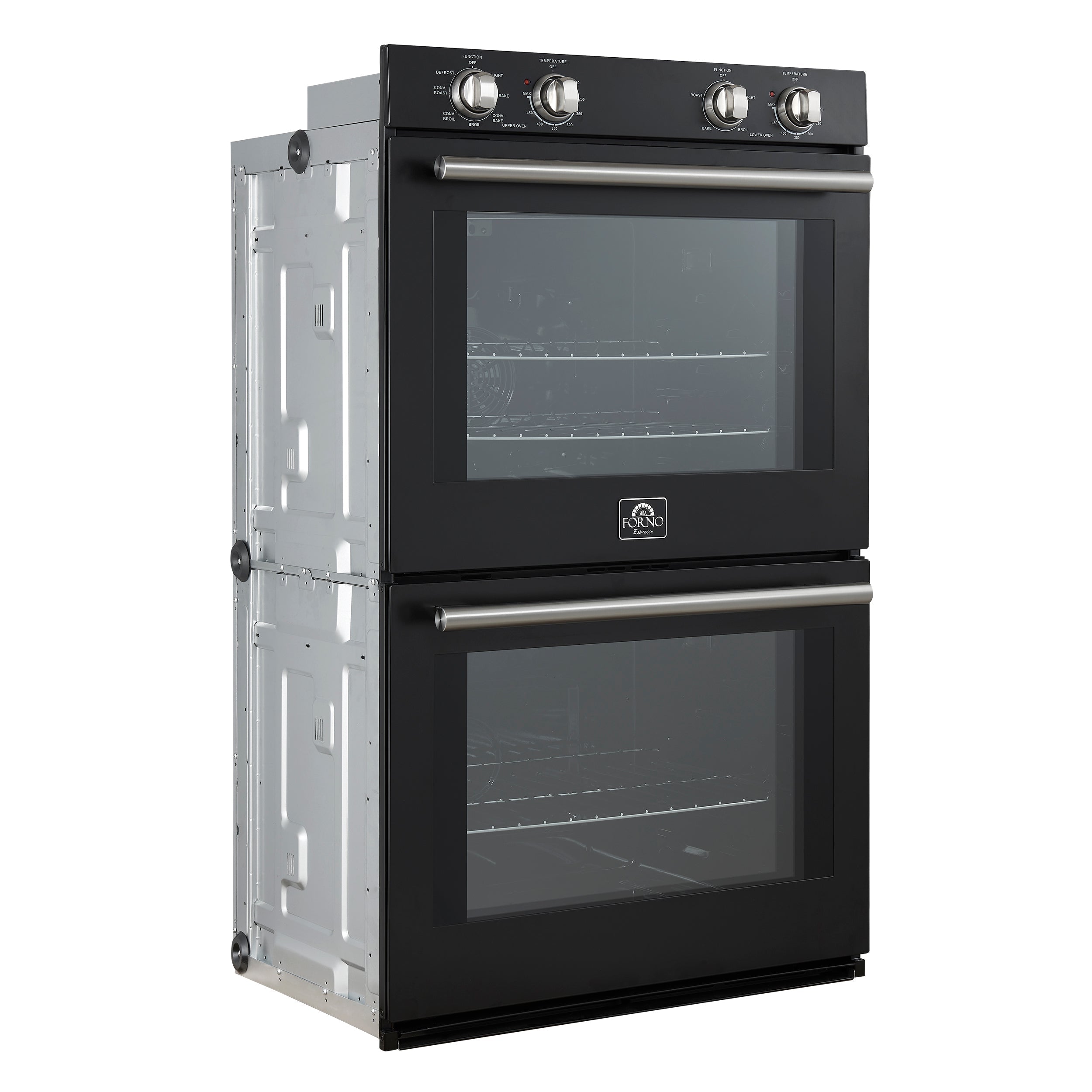 FORNO Espresso Vomero 30-Inch Electric Double Wall Oven, 10 Cu. Ft., Black with Stainless Steel Accents (FBOEL1324-30BLK)