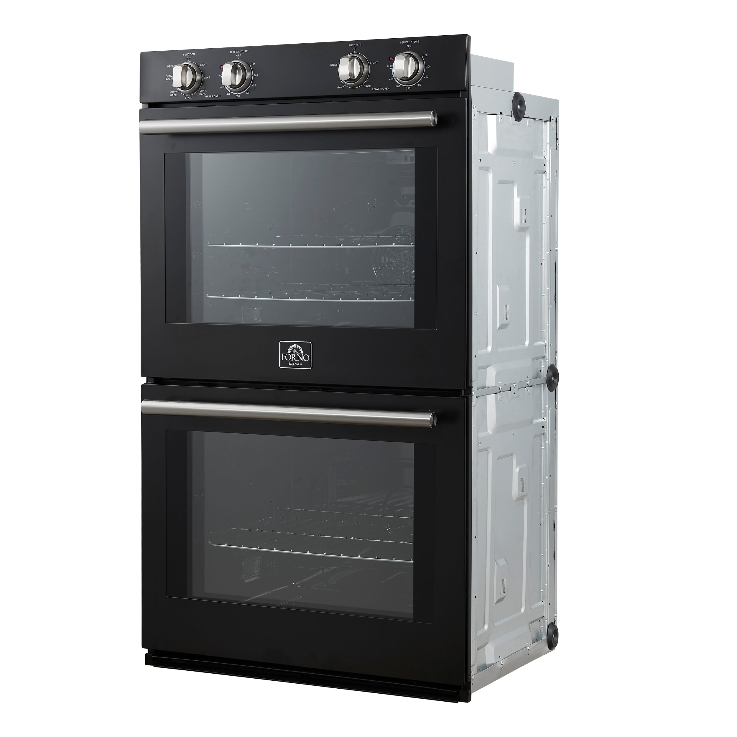 FORNO Espresso Vomero 30-Inch Electric Double Wall Oven, 10 Cu. Ft., Black with Stainless Steel Accents (FBOEL1324-30BLK)