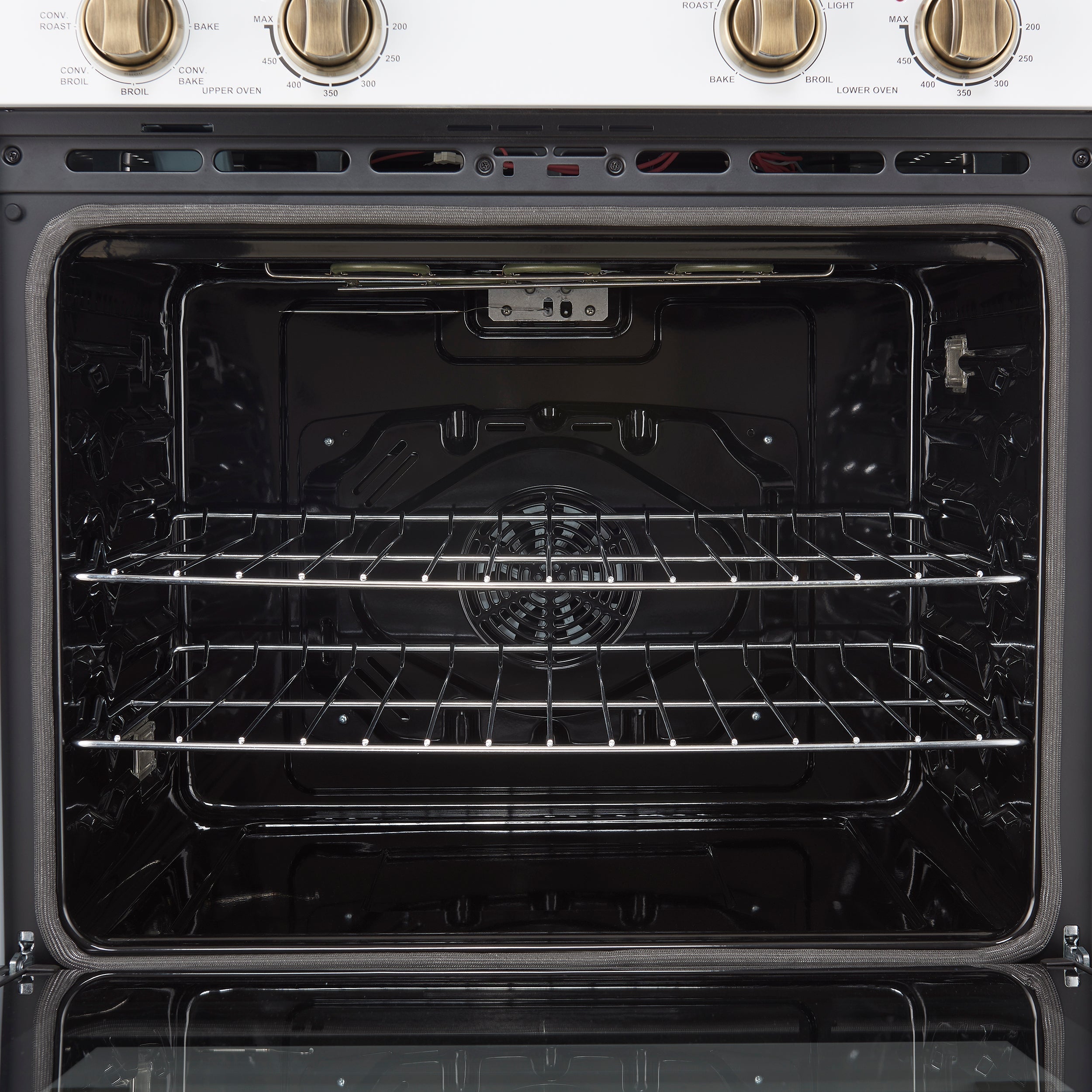 FORNO Espresso Vomero 30-Inch Electric Double Wall Oven, 10.0 cu. ft., White with Antique Brass Accents (FBOEL1324-30WHT)