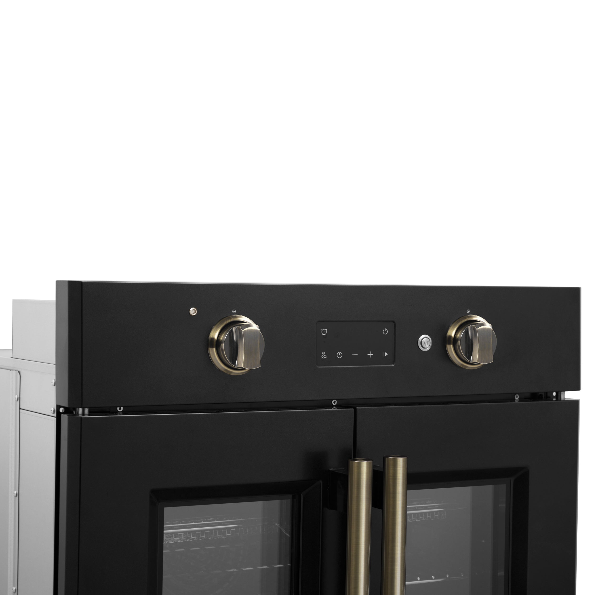FORNO Asti 30-Inch French Door Electric Wall Oven, 3.58 Cu. Ft., Air Fry, Self-Clean, Sous Vide, Black with Antique Brass Accents (FBOEL1333-30BLK)