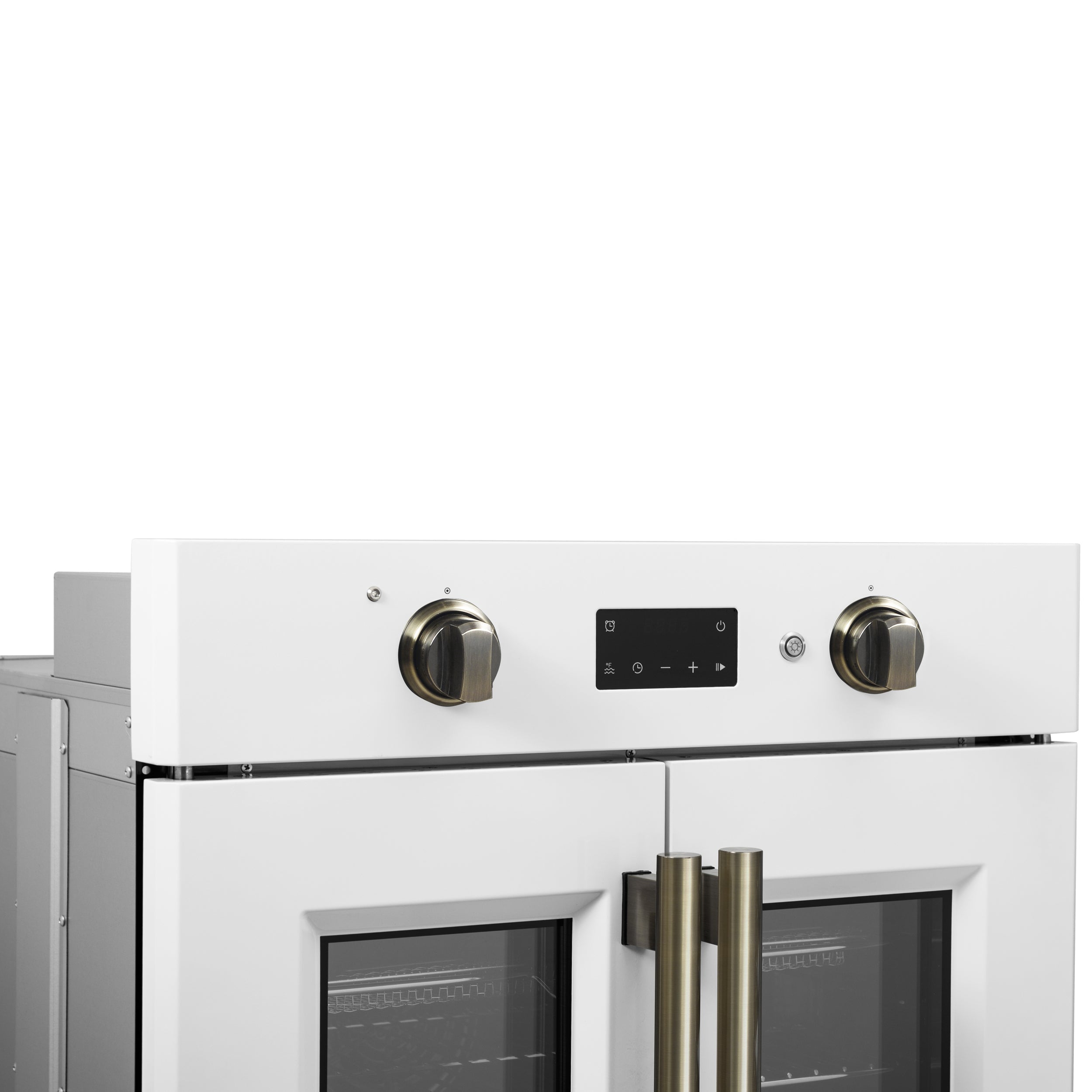 FORNO Asti 30-Inch Electric Wall Oven, 3.58 cu ft, French Door, Air Fry, Sous Vide, Self-Clean, White with Antique Brass Accents (FBOEL1333-30WHT)