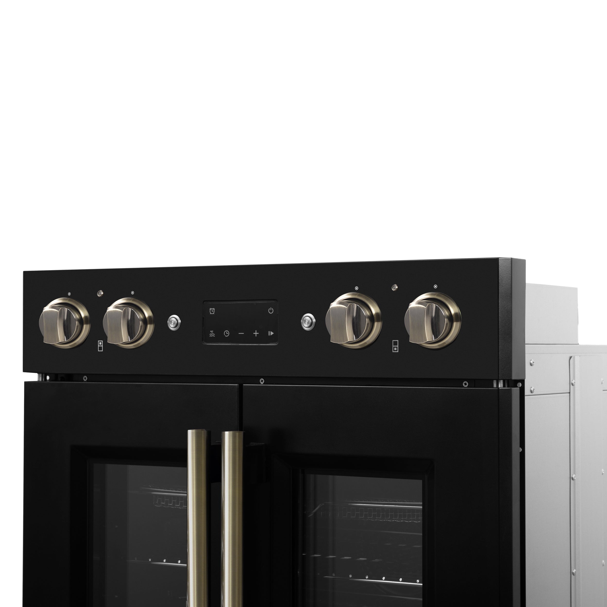 FORNO Asti 30-Inch Double Electric Wall Oven, 7.36 Cu. Ft., French Door, Air Fry, Self-Clean, Sous Vide, Black with Antique Brass Accents (FBOEL1340-30BLK)