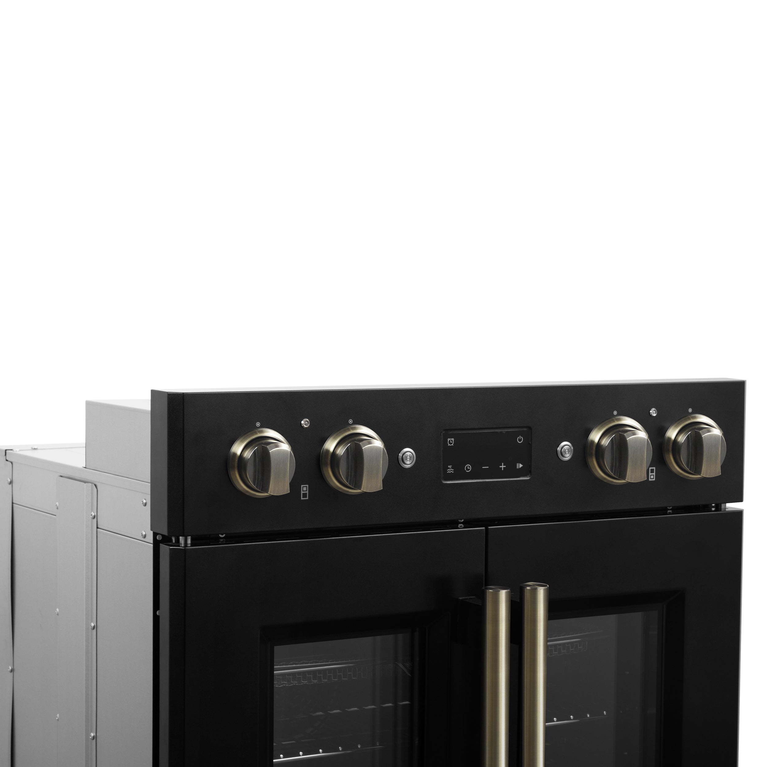 FORNO Asti 30-Inch Double Electric Wall Oven, 7.36 Cu. Ft., French Door, Air Fry, Self-Clean, Sous Vide, Black with Antique Brass Accents (FBOEL1340-30BLK)